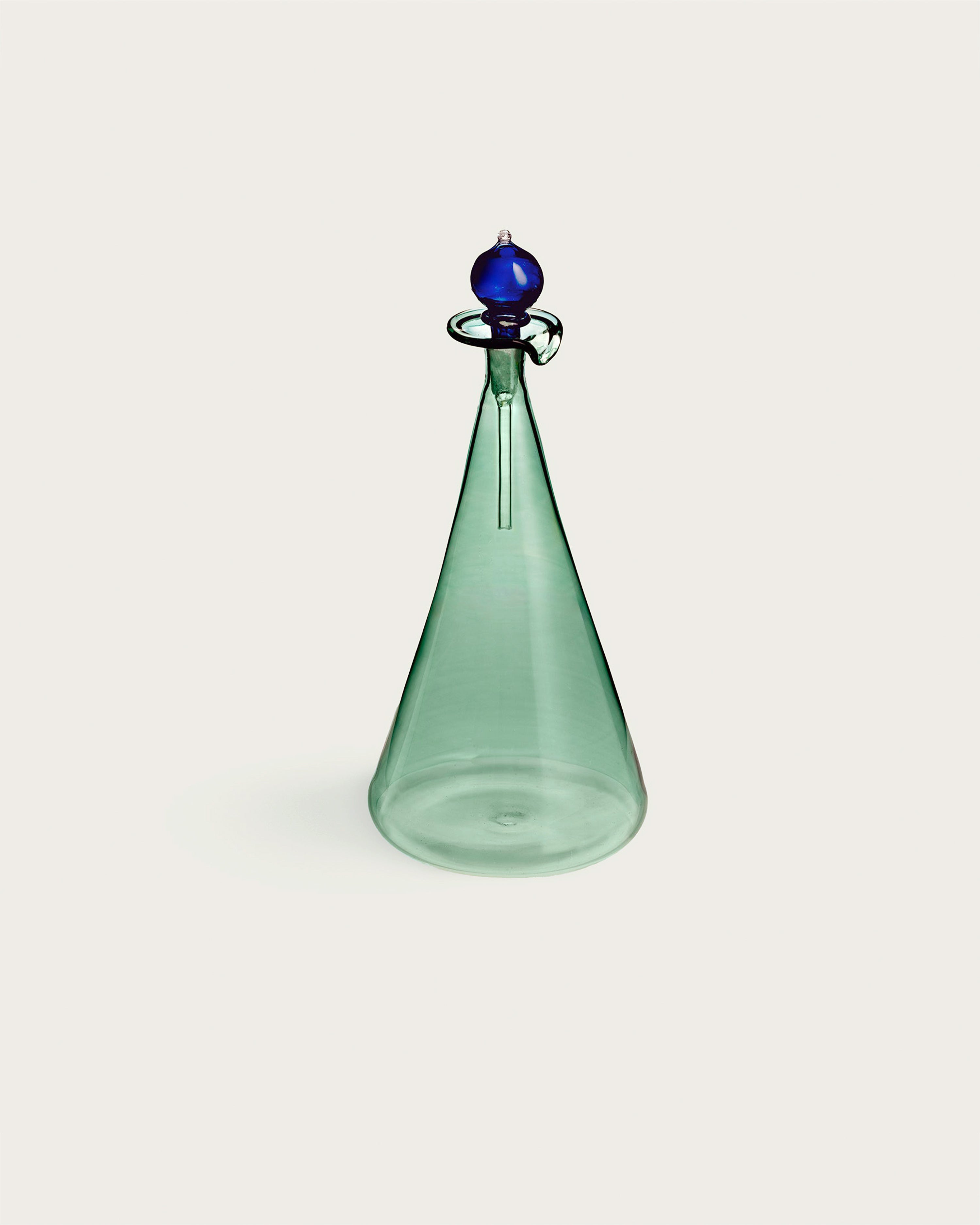 Couple Vinegar & Oil Handblown Flasks Green/Rose