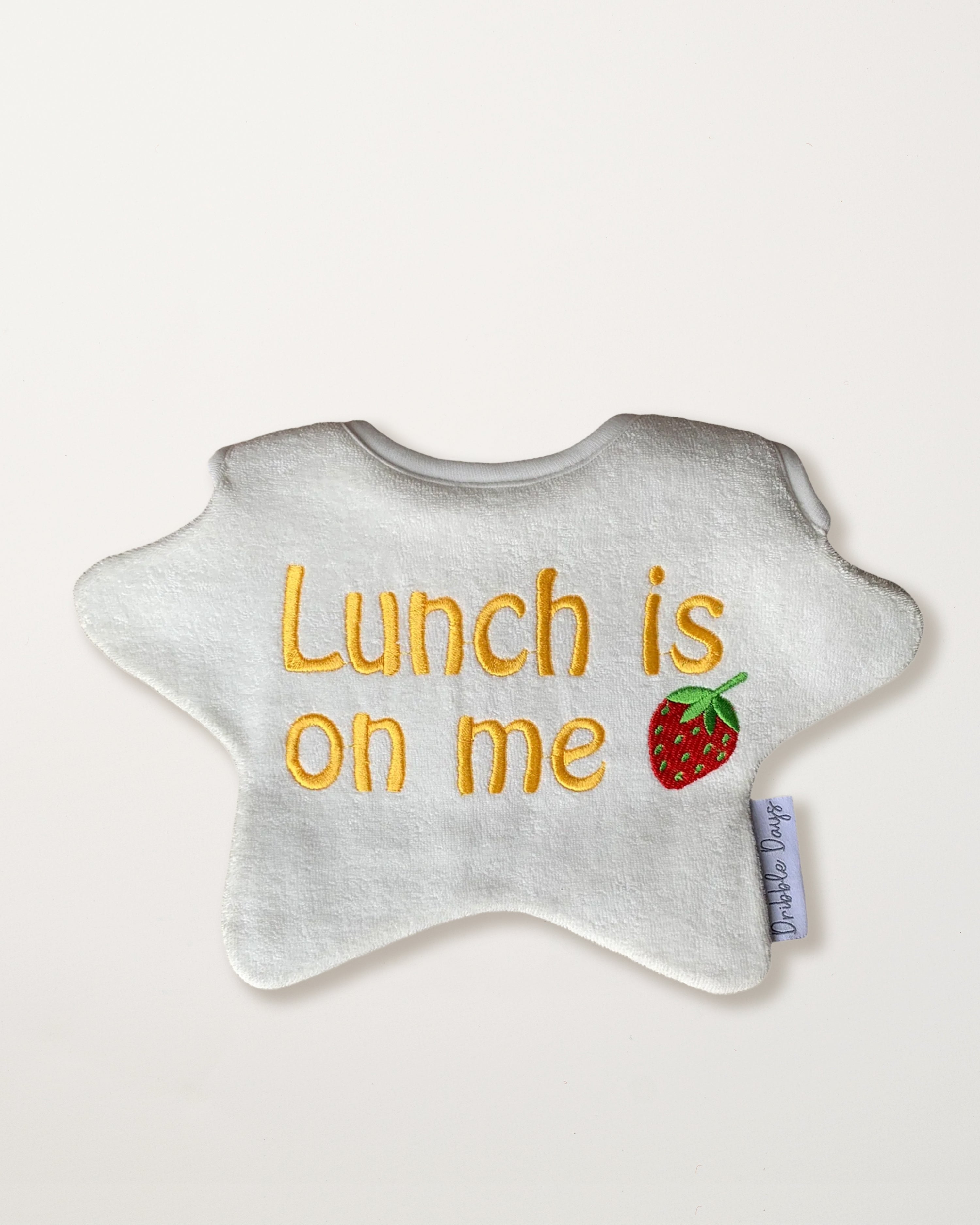 Cream 'Lunch is on me' Baby Bib