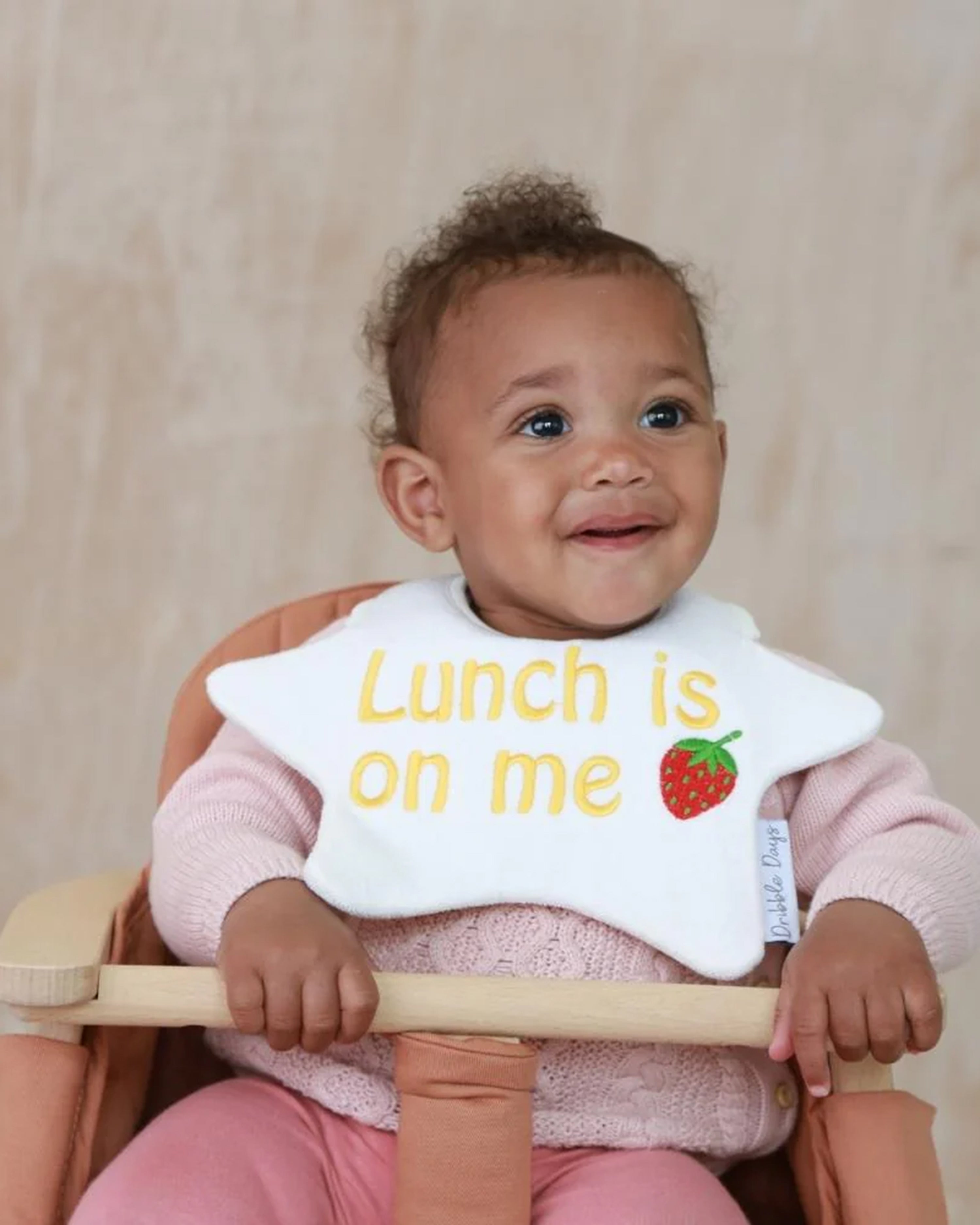 Cream 'Lunch is on me' Baby Bib