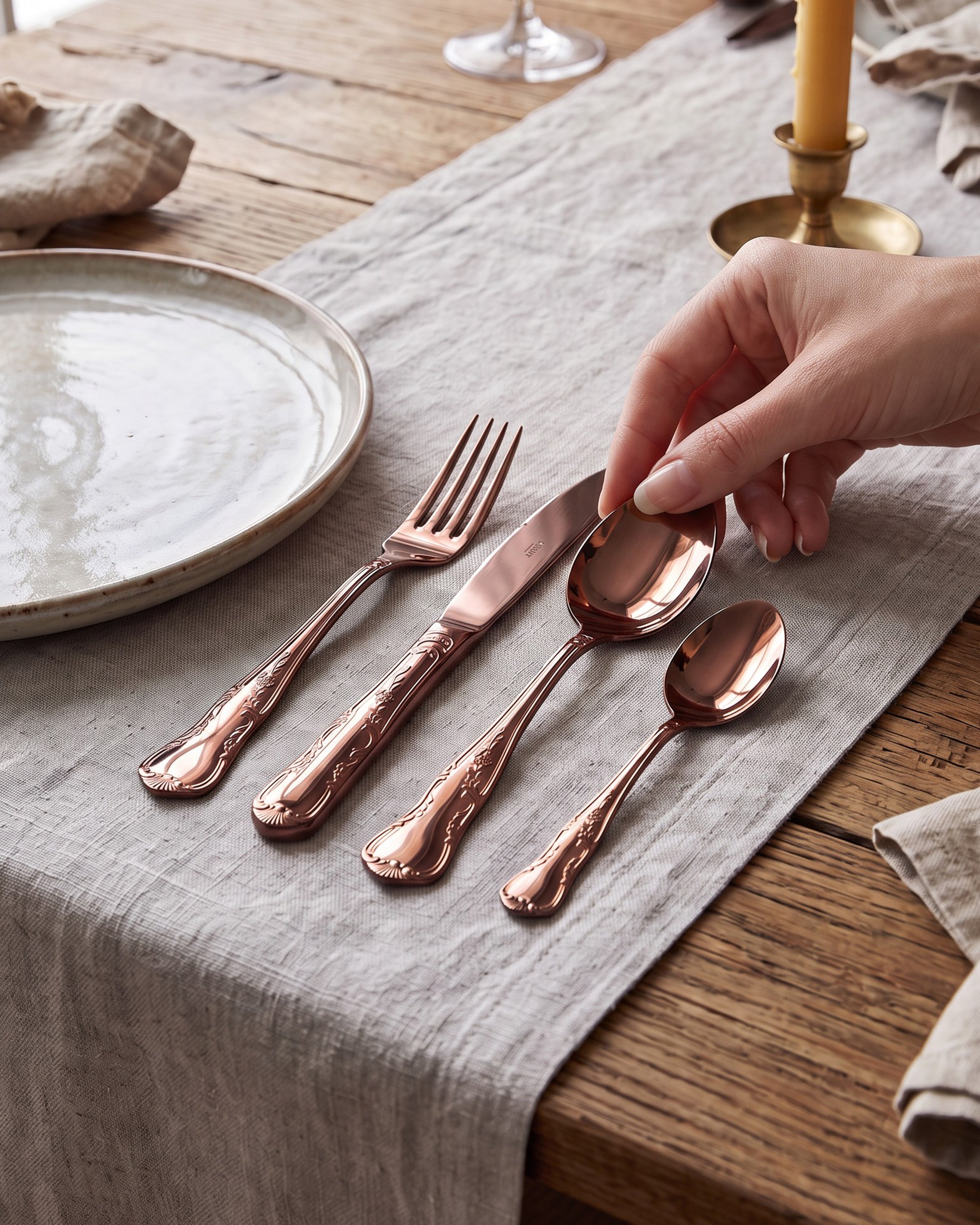 Cutlery Set 24 Pieces Copper