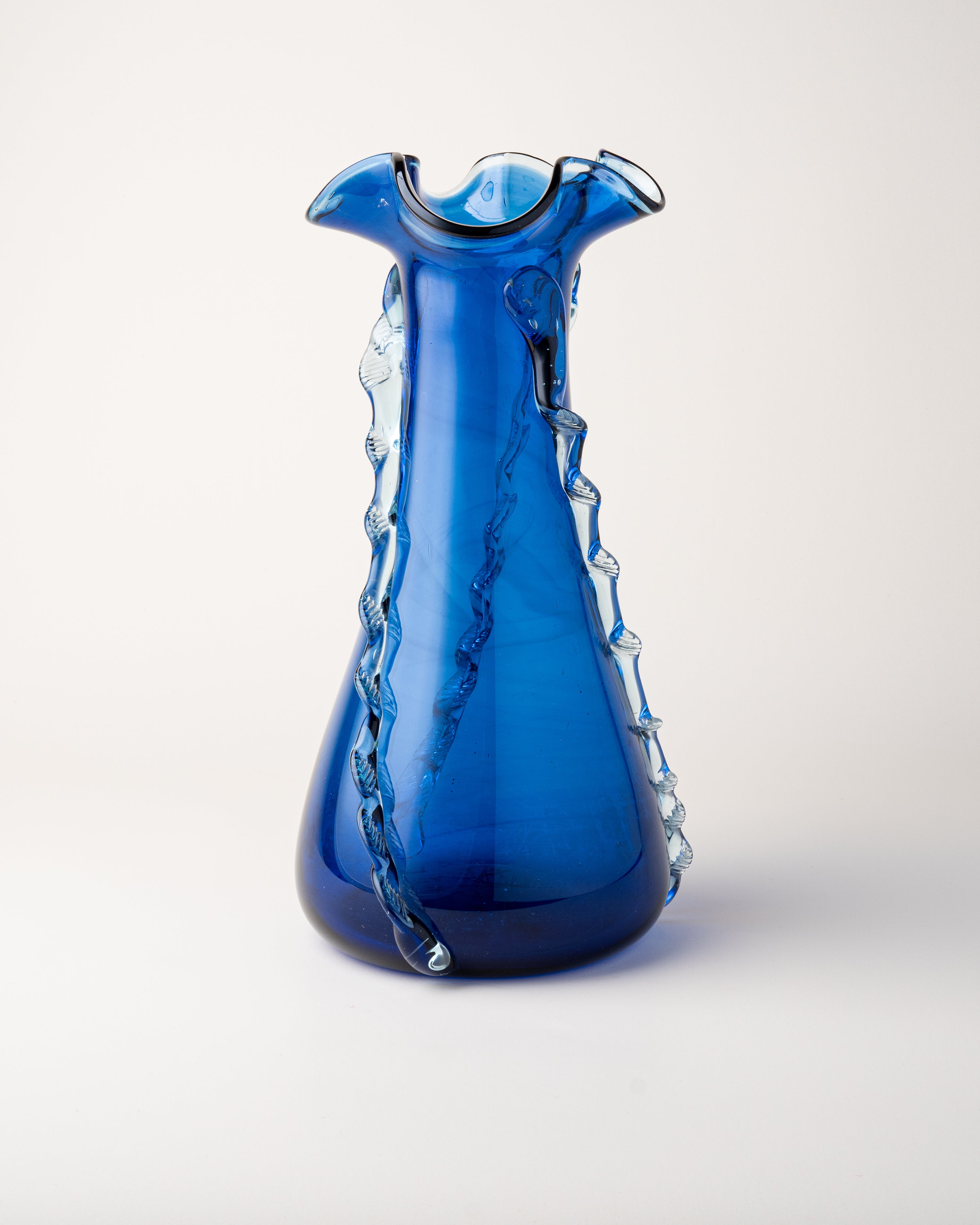 Decorative Frill Glass Vase Blue