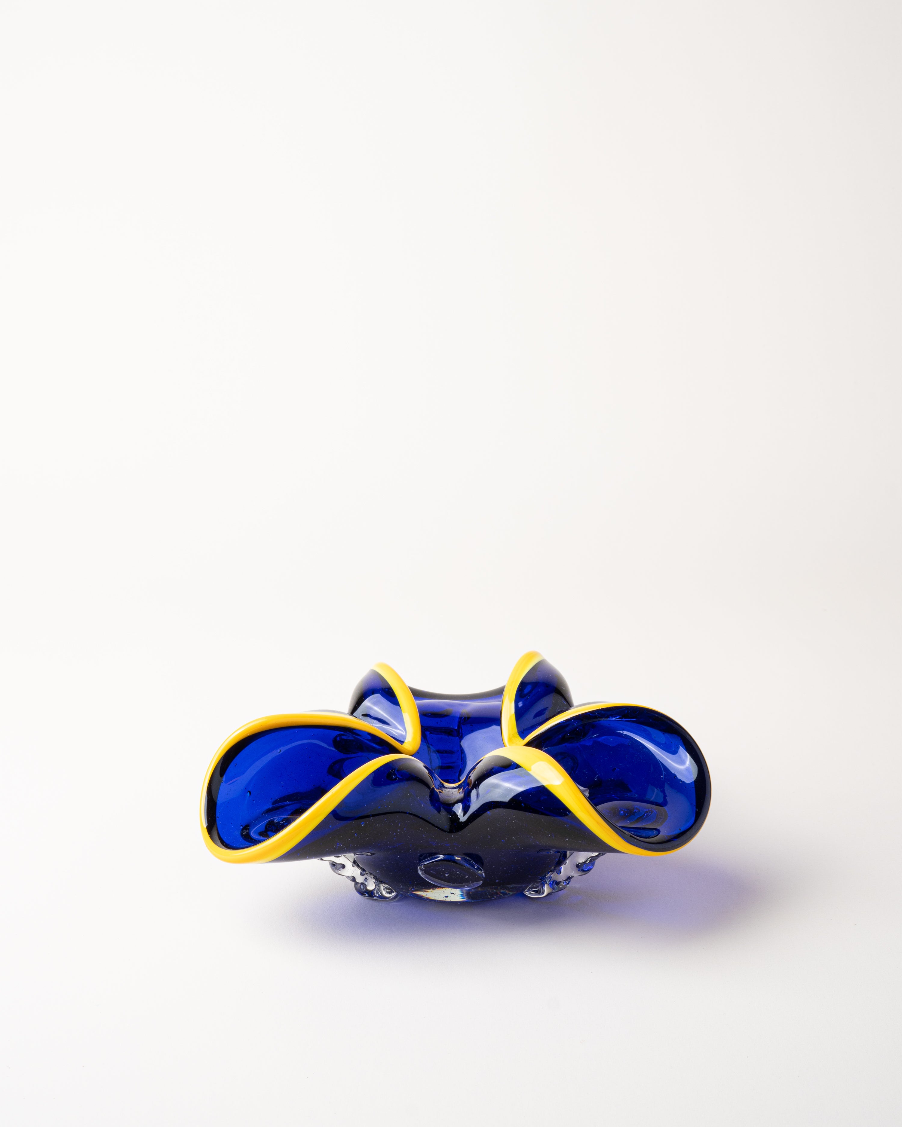 Decorative Glass Bowl Blue & Yellow