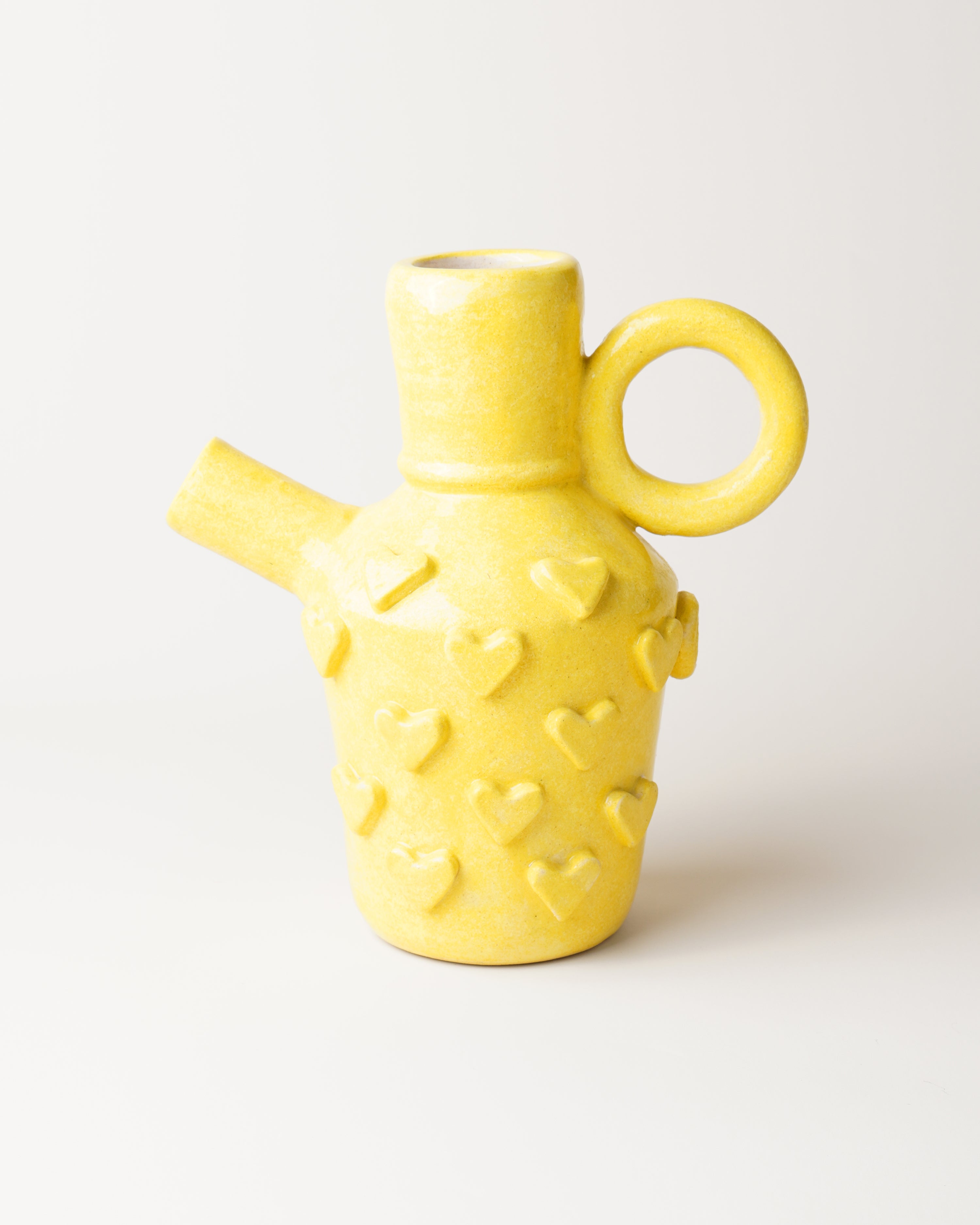 Decorative Jug/Yellow 3D Hearts