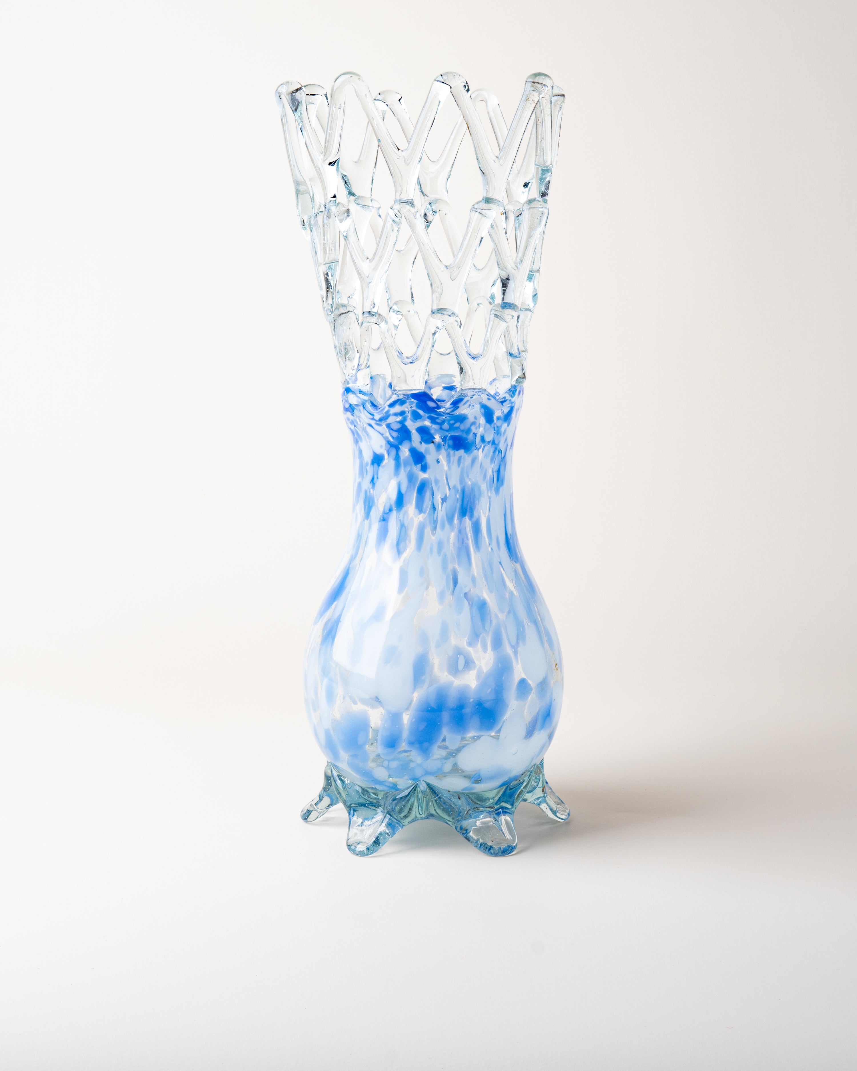 Decorative Net Glass Vase Blue & Clear