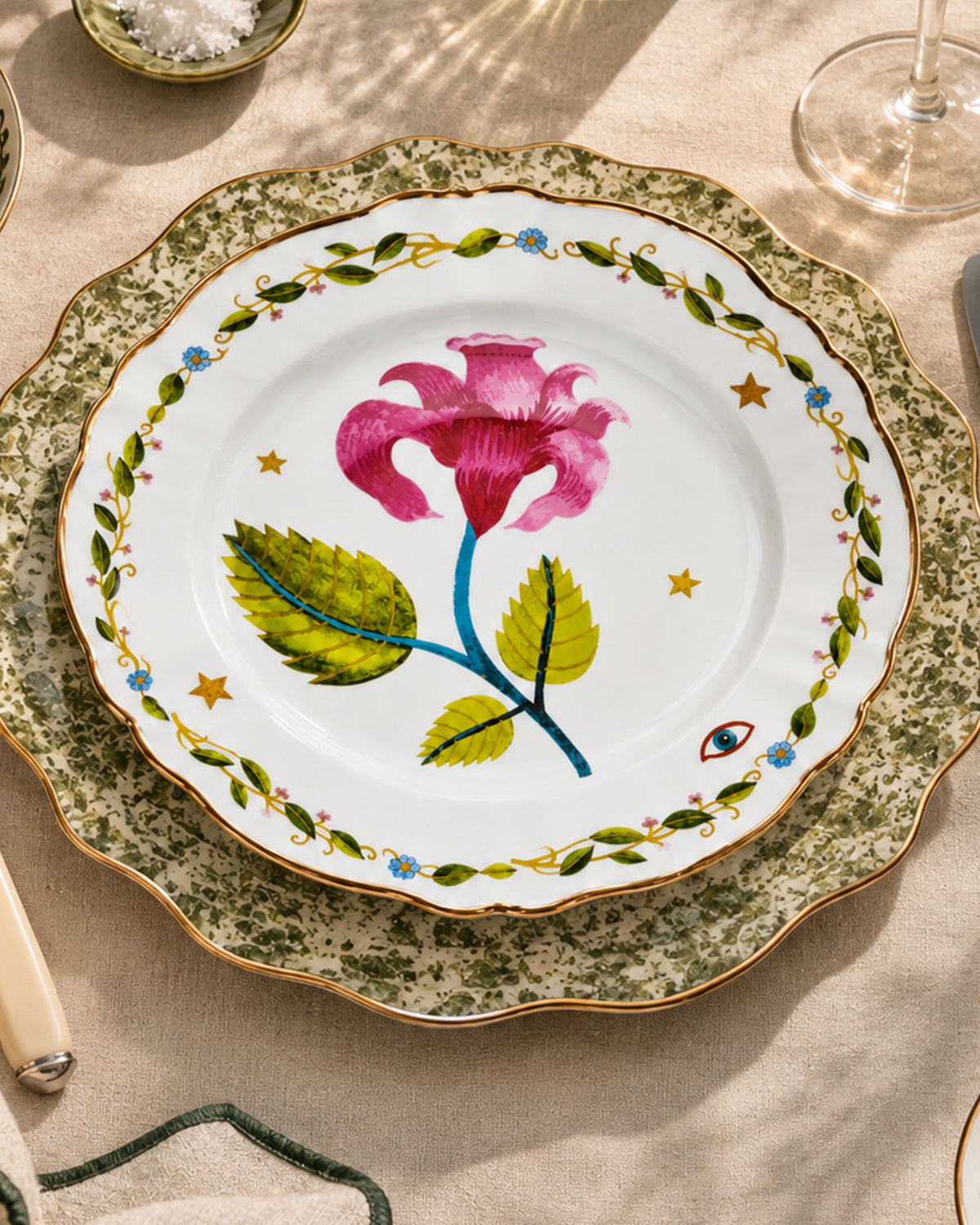 Deep Plate/Pink Flower D23cm