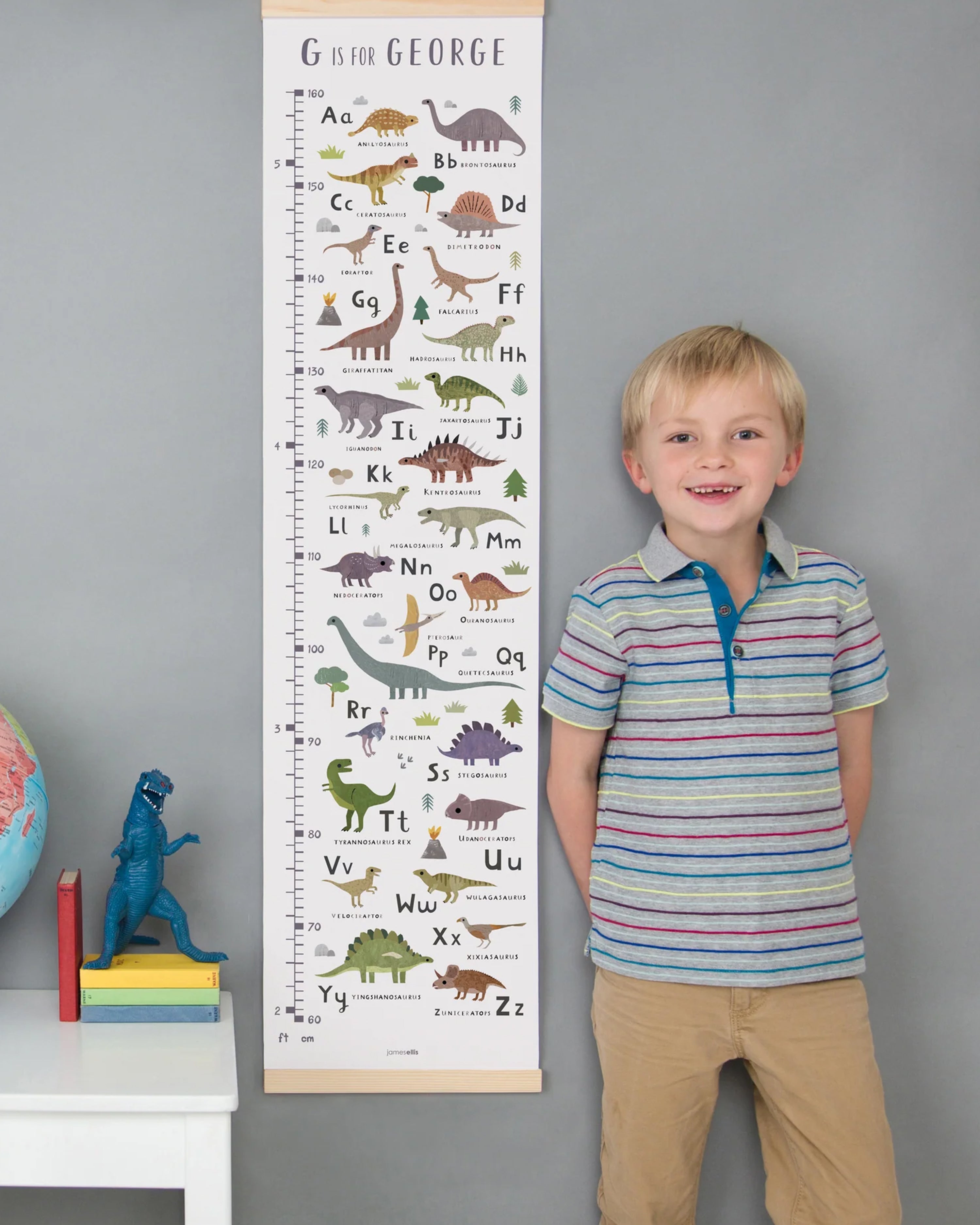 Dinosaur Alphabet Canvas and Wood Height Chart