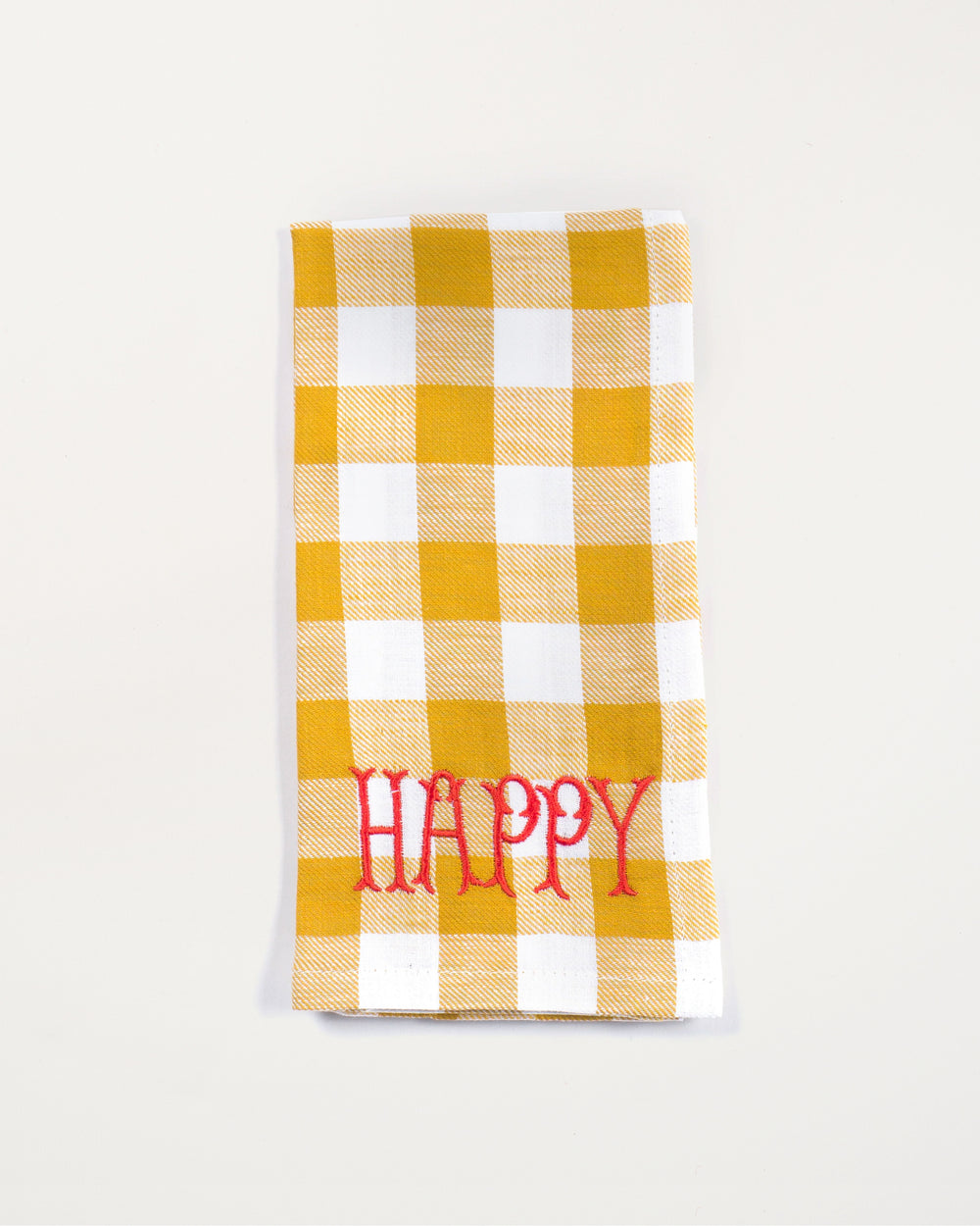 Embroidered Napkin Happy