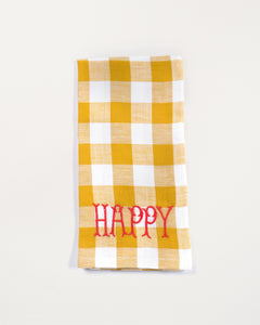 Embroidered Napkin Happy