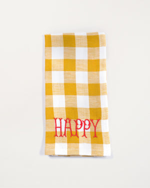 Embroidered Napkin Happy