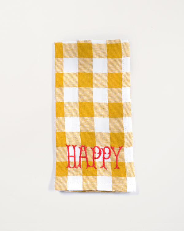 Embroidered Napkin Happy