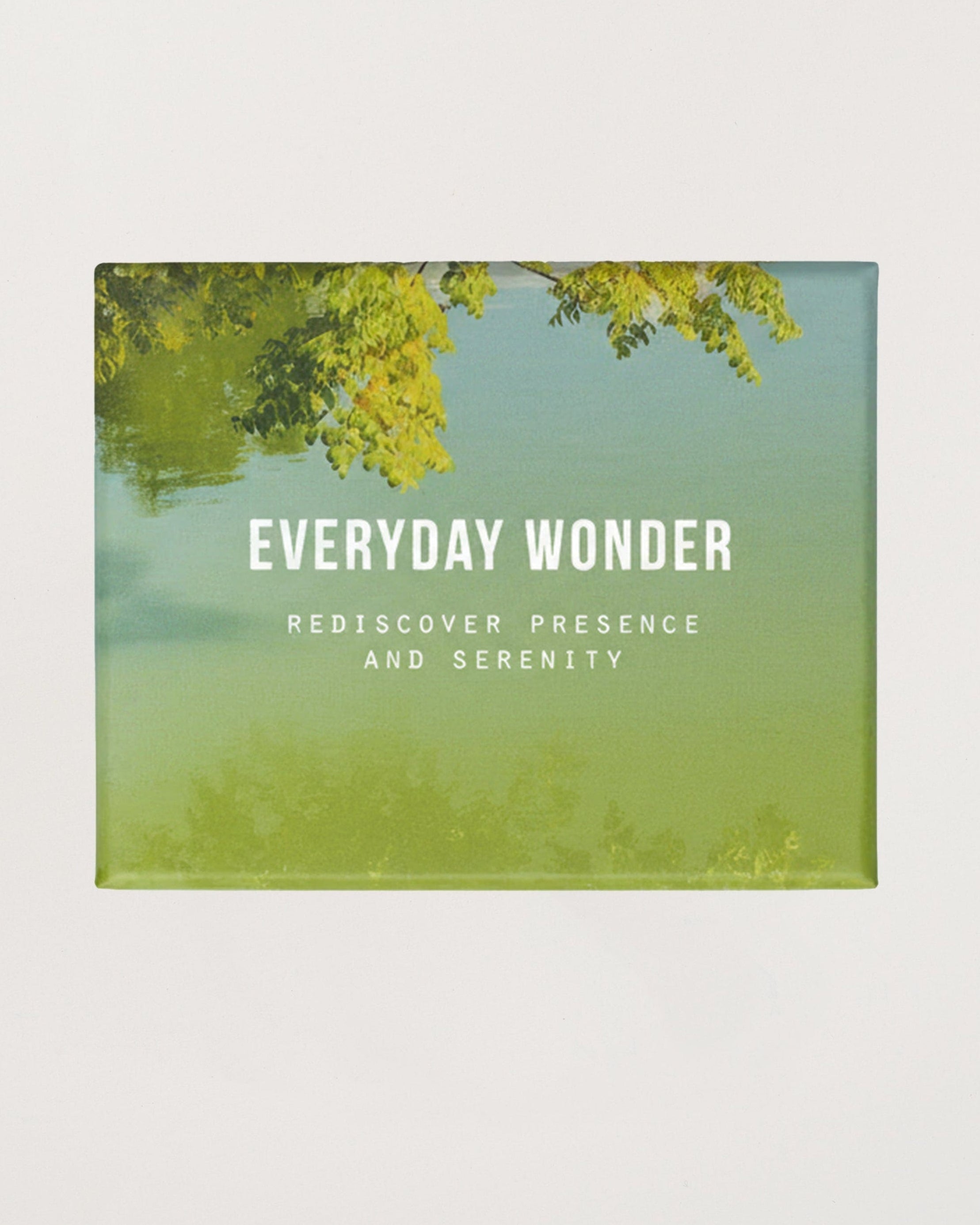 Product packaging with 'Everyday Wonder' text and nature-themed design on a light gray background