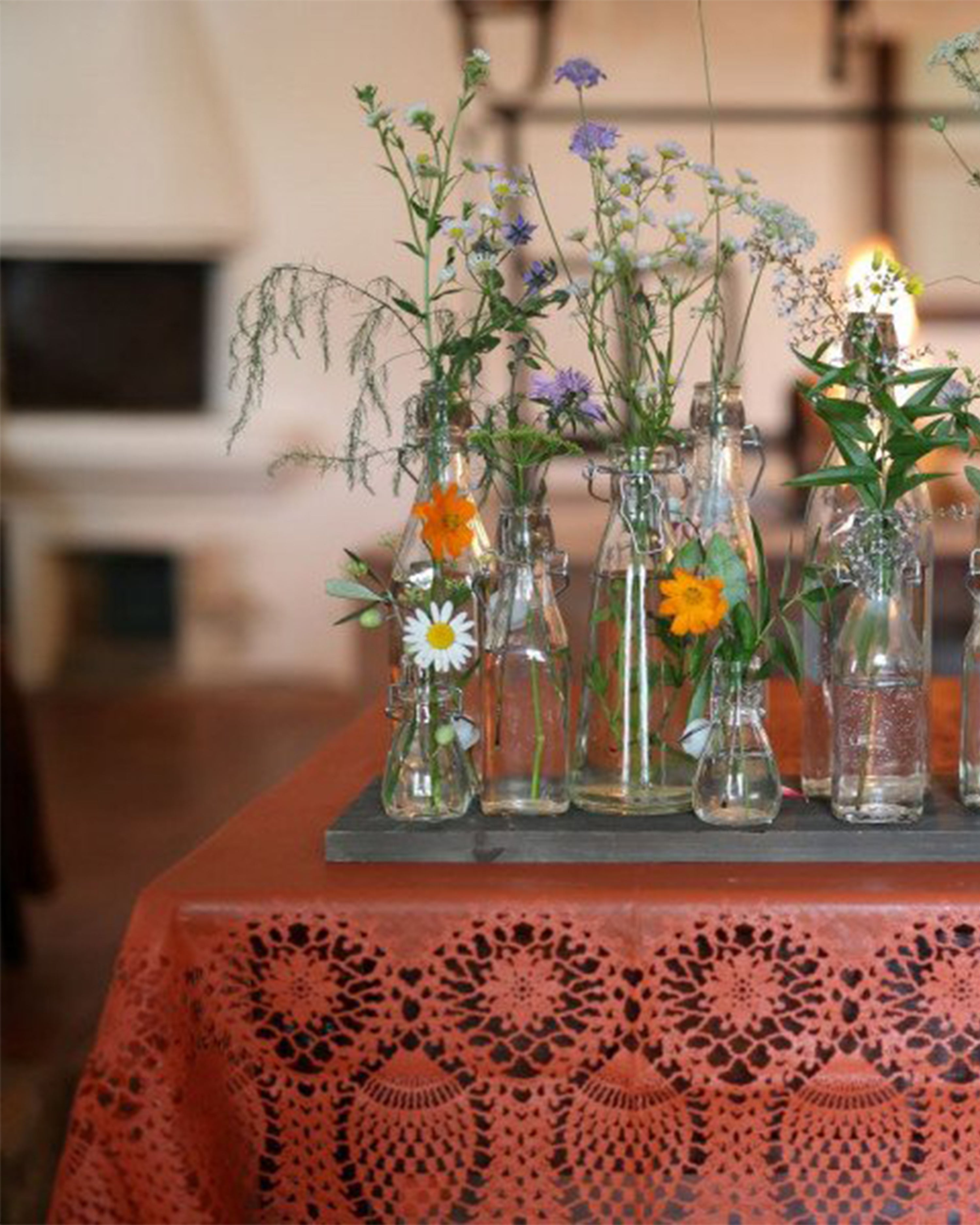 Orange Vinyl Lace Tablecloth