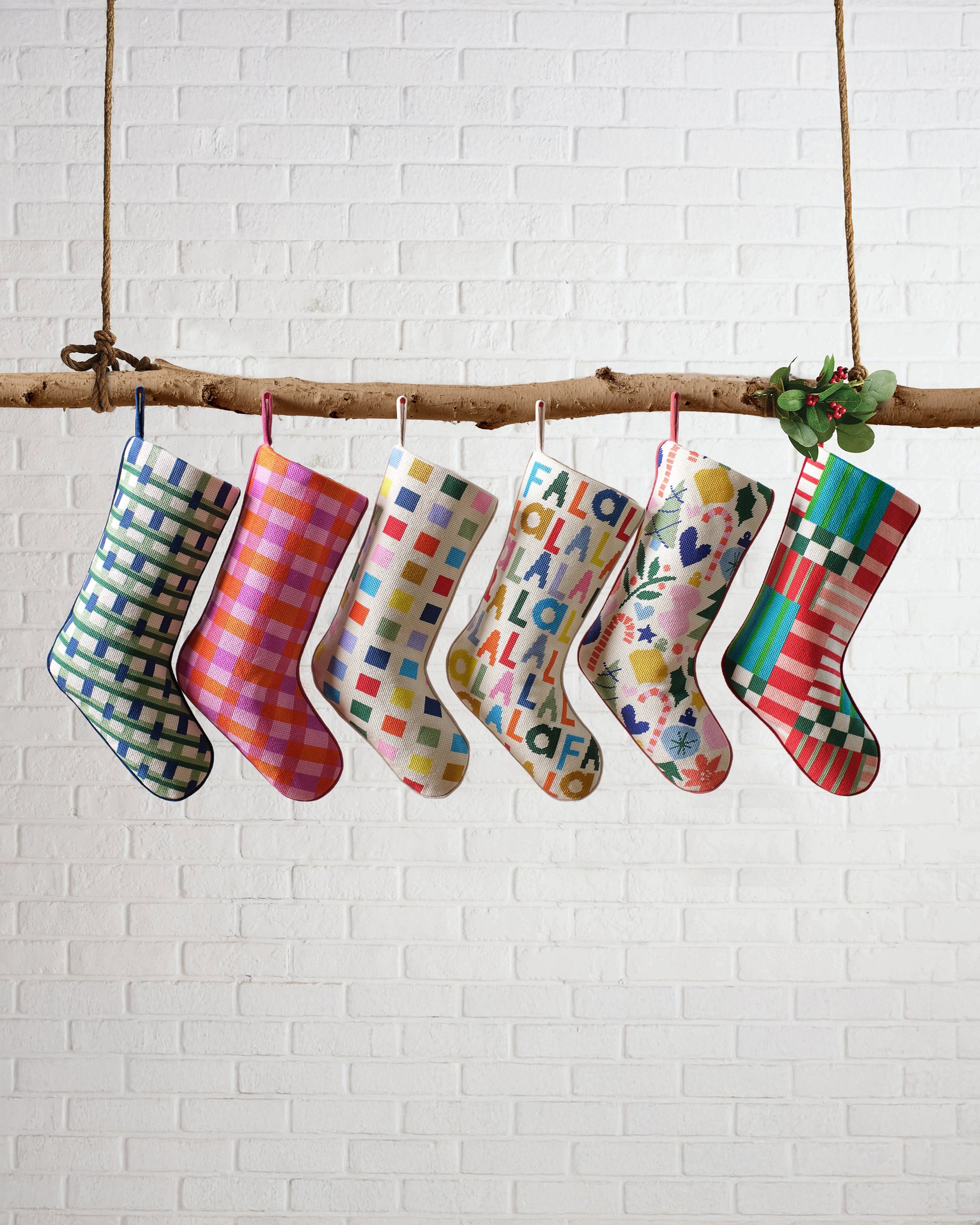 Fa La La Embroidered Stocking