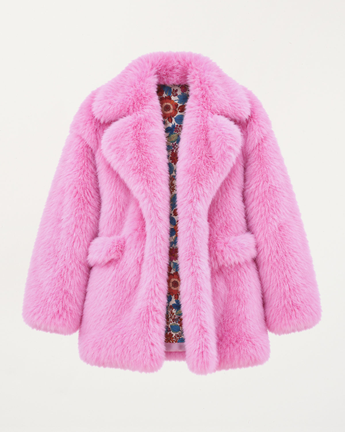 Faux Fur Baby Pink Midi Coat