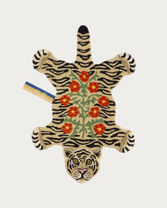 Floral White Tiger Rug Small