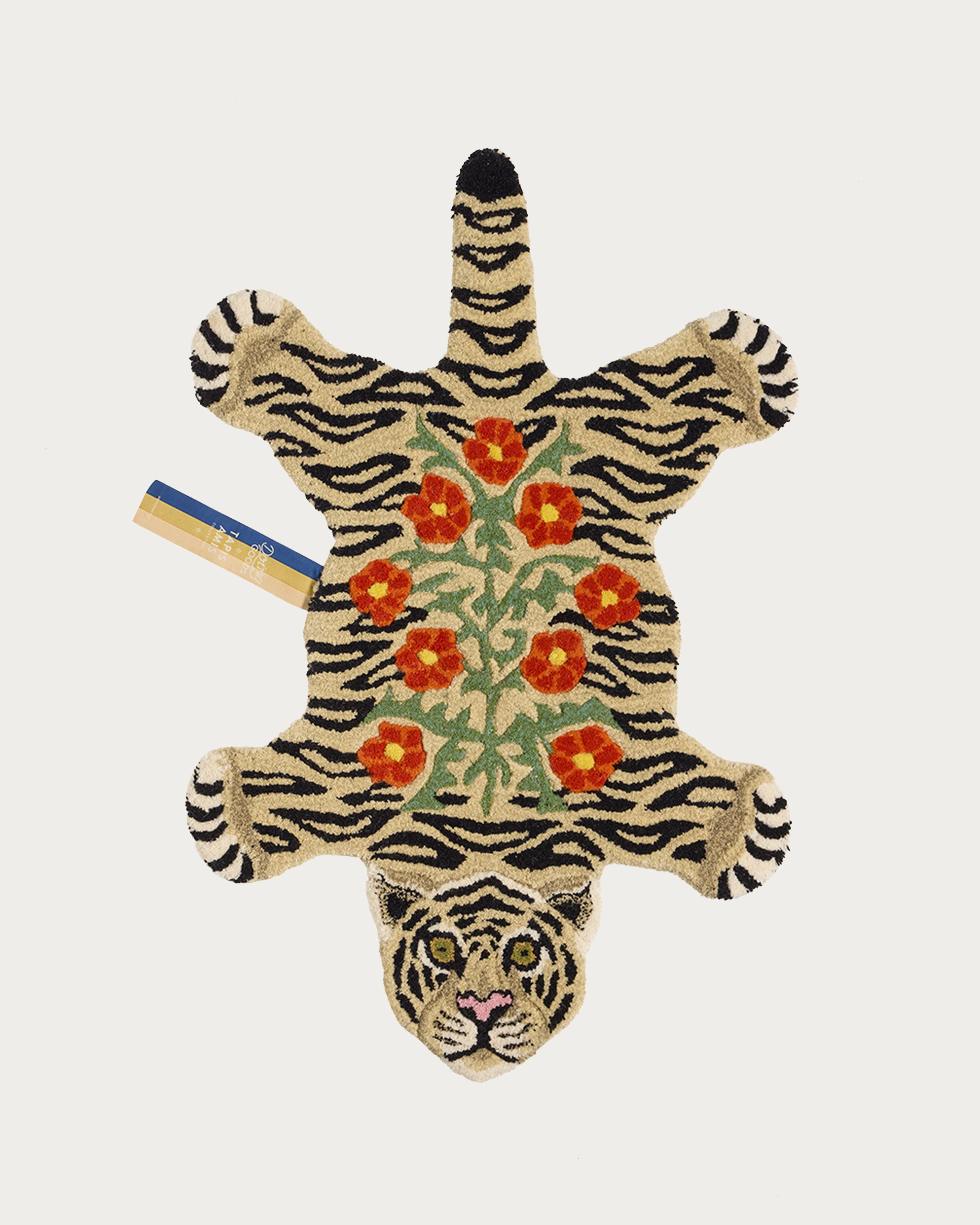 Floral White Tiger Rug Small