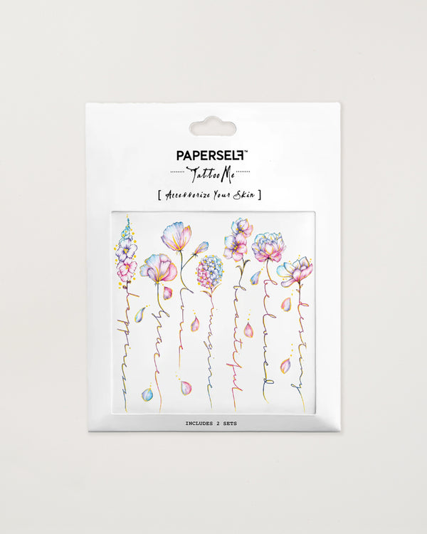 Flower Script Temporary Tattoos