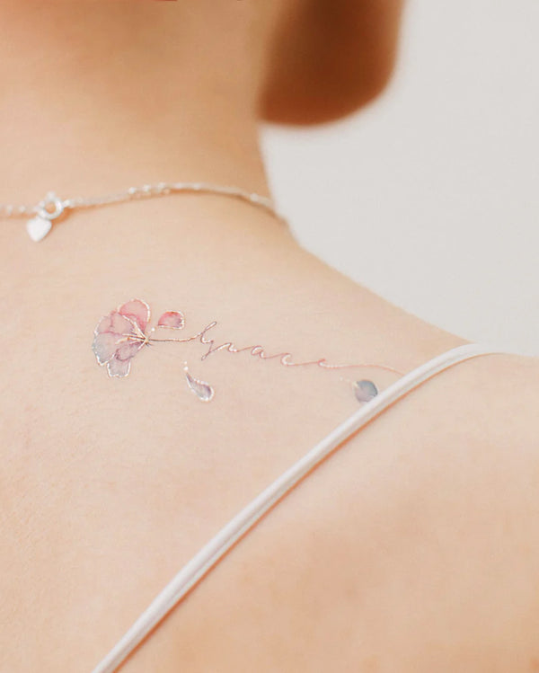 Flower Script Temporary Tattoos