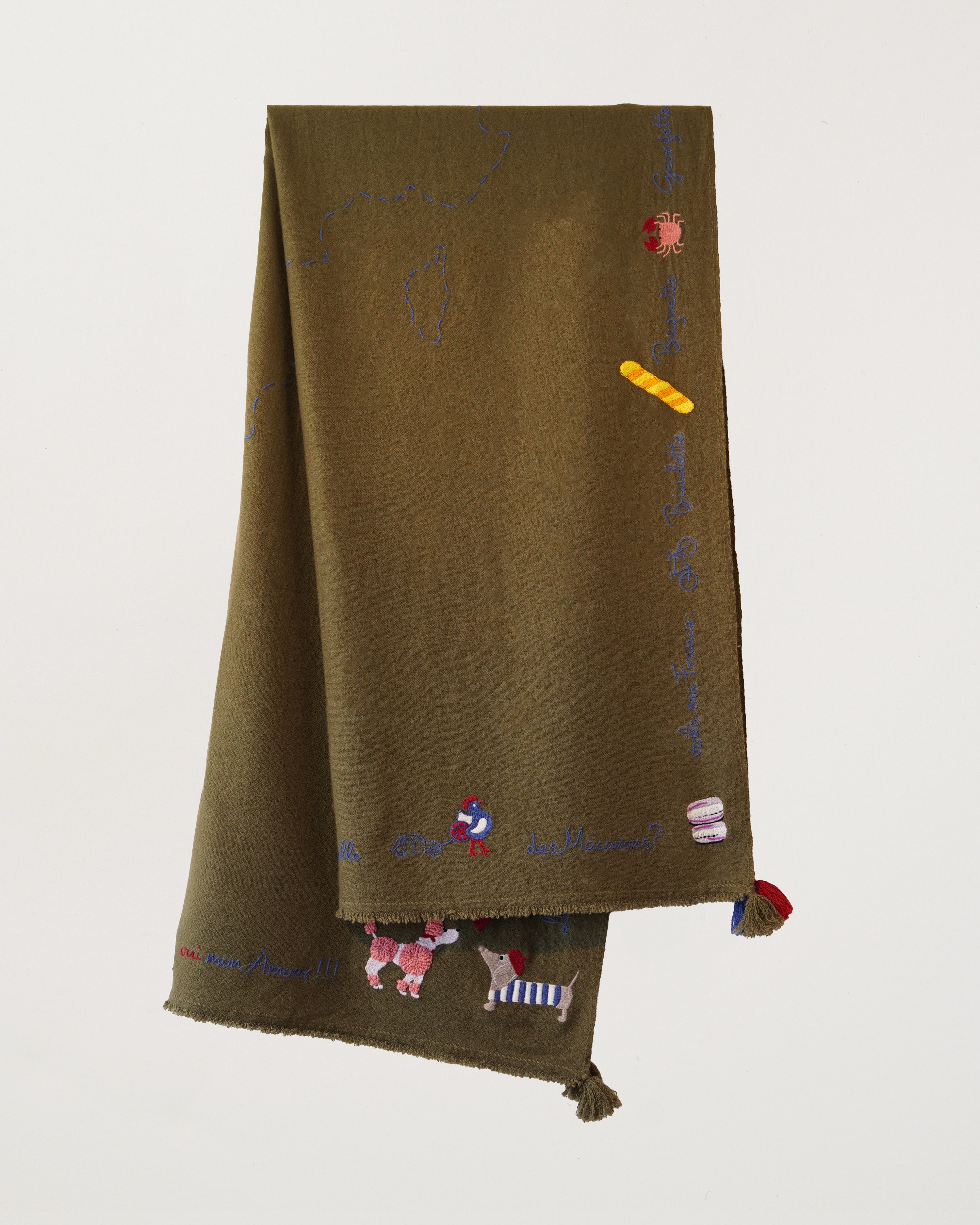 France Holiday Shawl Military Olive