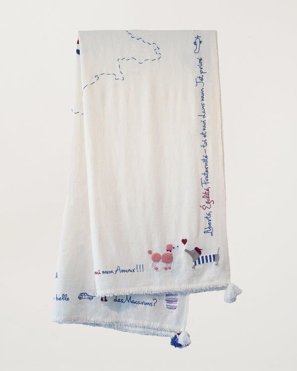 France Holiday Shawl Off White