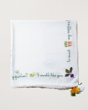 Gardening Holiday Shawl Off White
