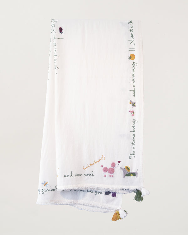 Gardening Holiday Shawl Off White