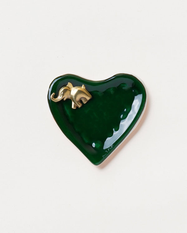 Green Heart Plate/Elephant D10cm