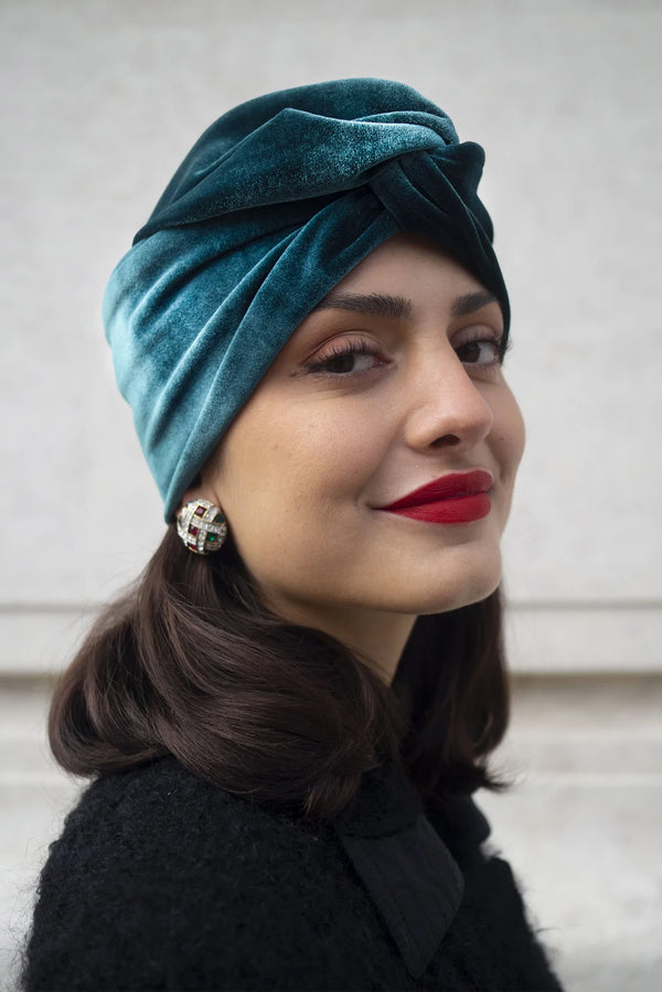 Green Velvet Turban Vienna Medium