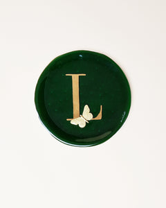 Green 'L' Plate/Butterfly D14cm