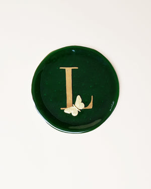 Green 'L' Plate/Butterfly D14cm