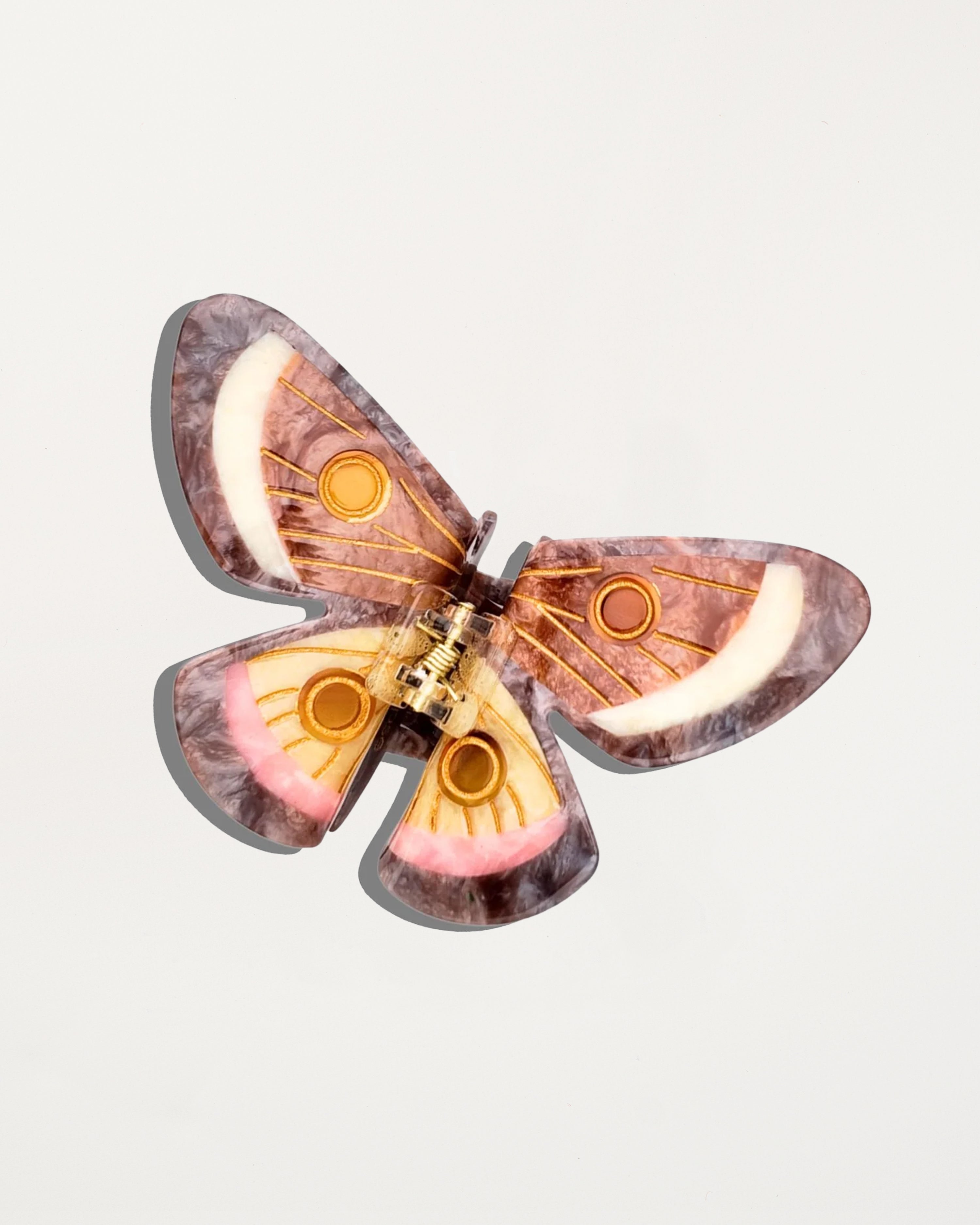 Hand-Painted Emperor Silk Moth Claw Hair Clip Eco-Friendly Brown