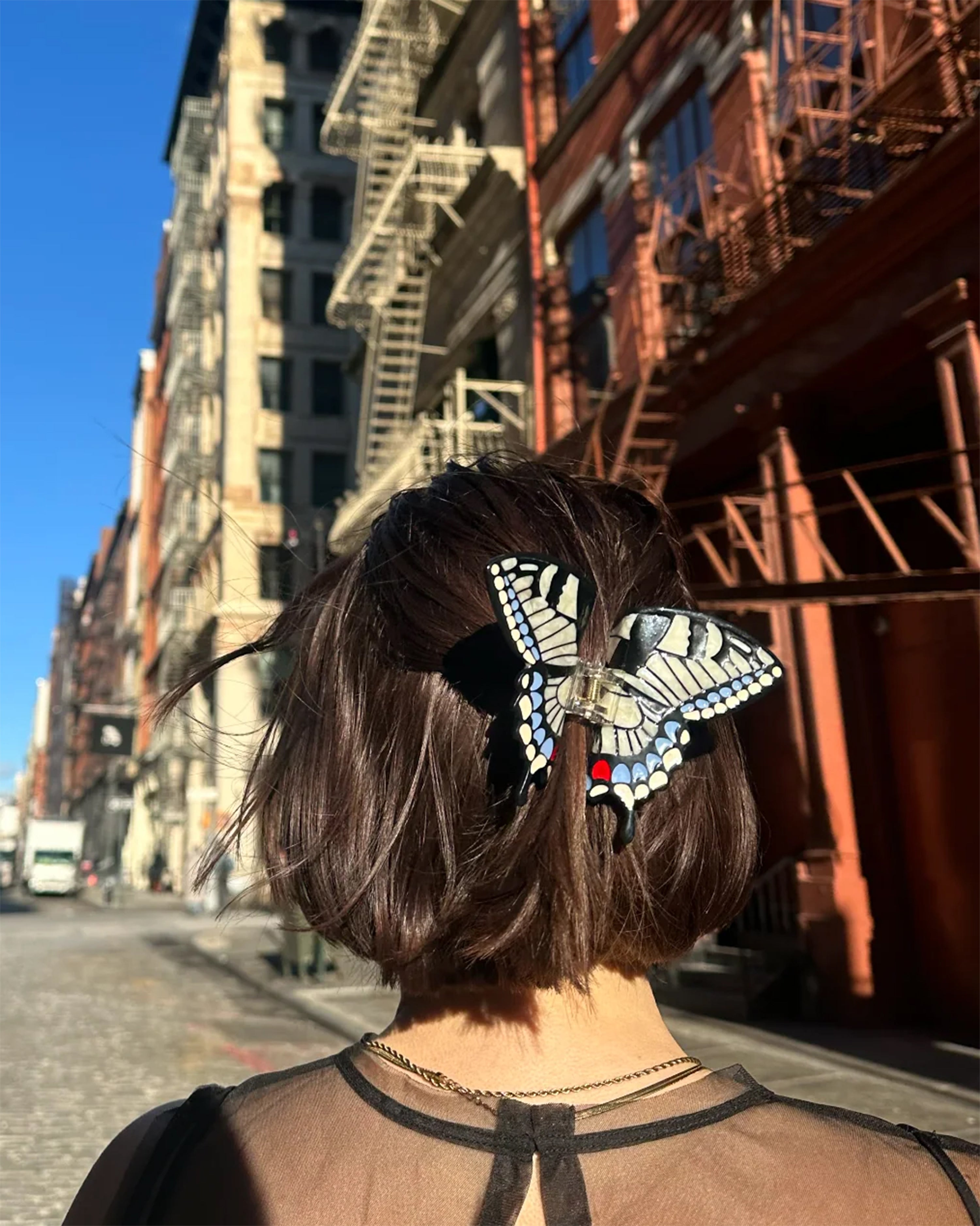 Hand-Painted Swallowtail Butterfly Claw Hair Clip Eco-Friendly White