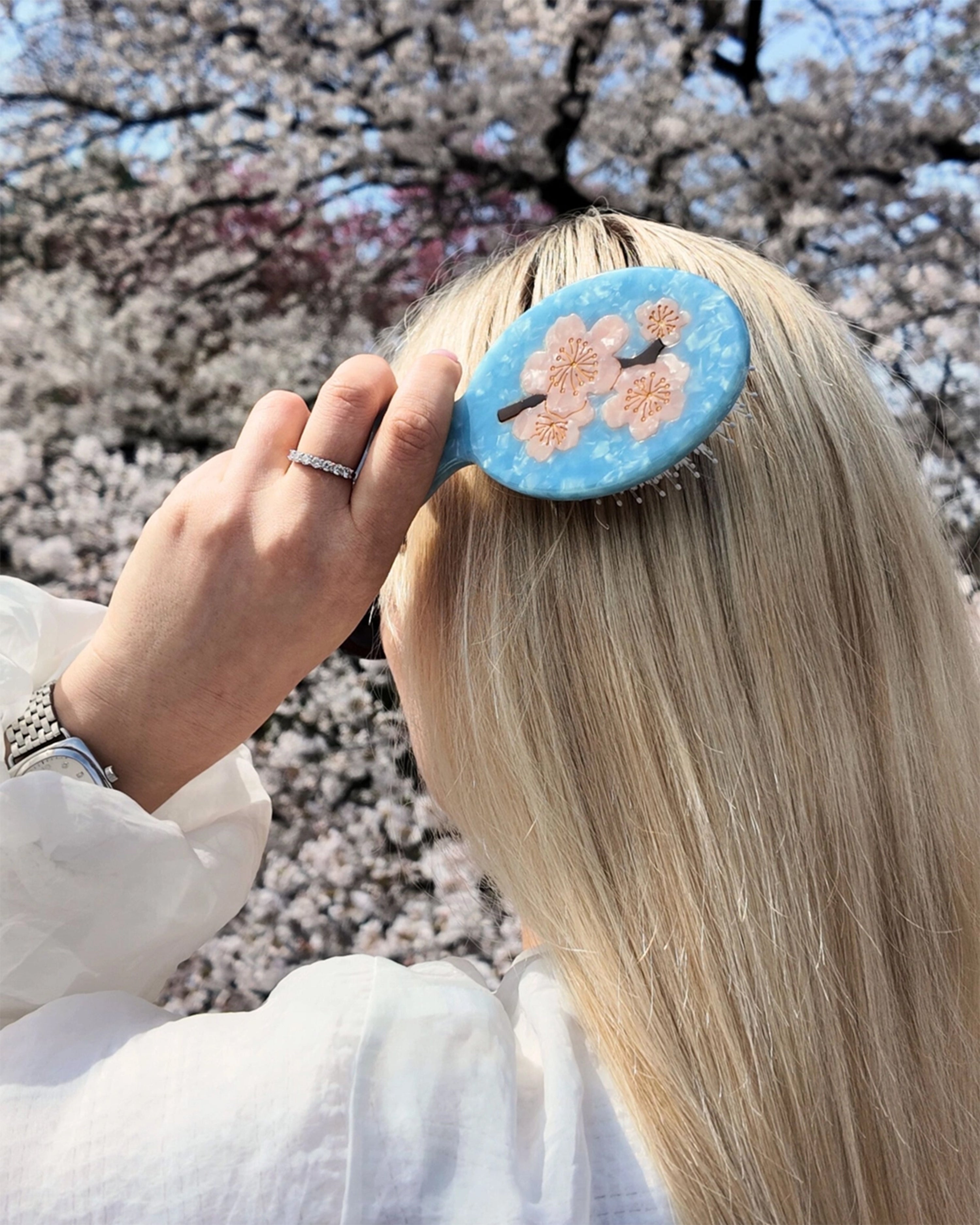 Hand-painted Cherry Blossom Handbag Hero Brush Eco-Friendly