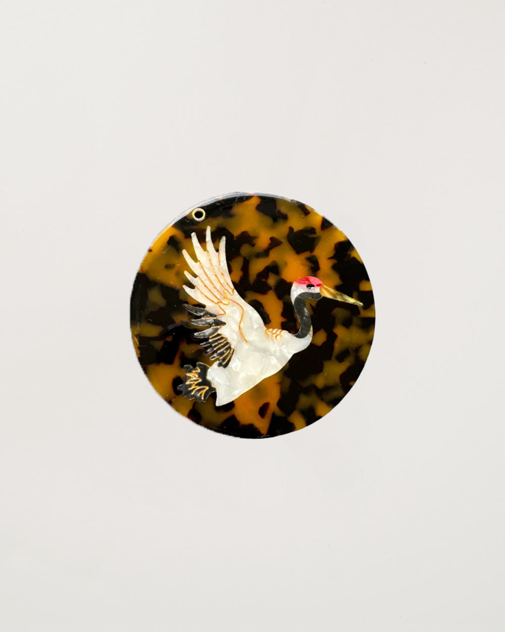 Hand-painted Crane Compact Mirror Eco-Friendly