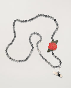 Hand-painted Red Rose Gemstone Crossbody Phone Chain