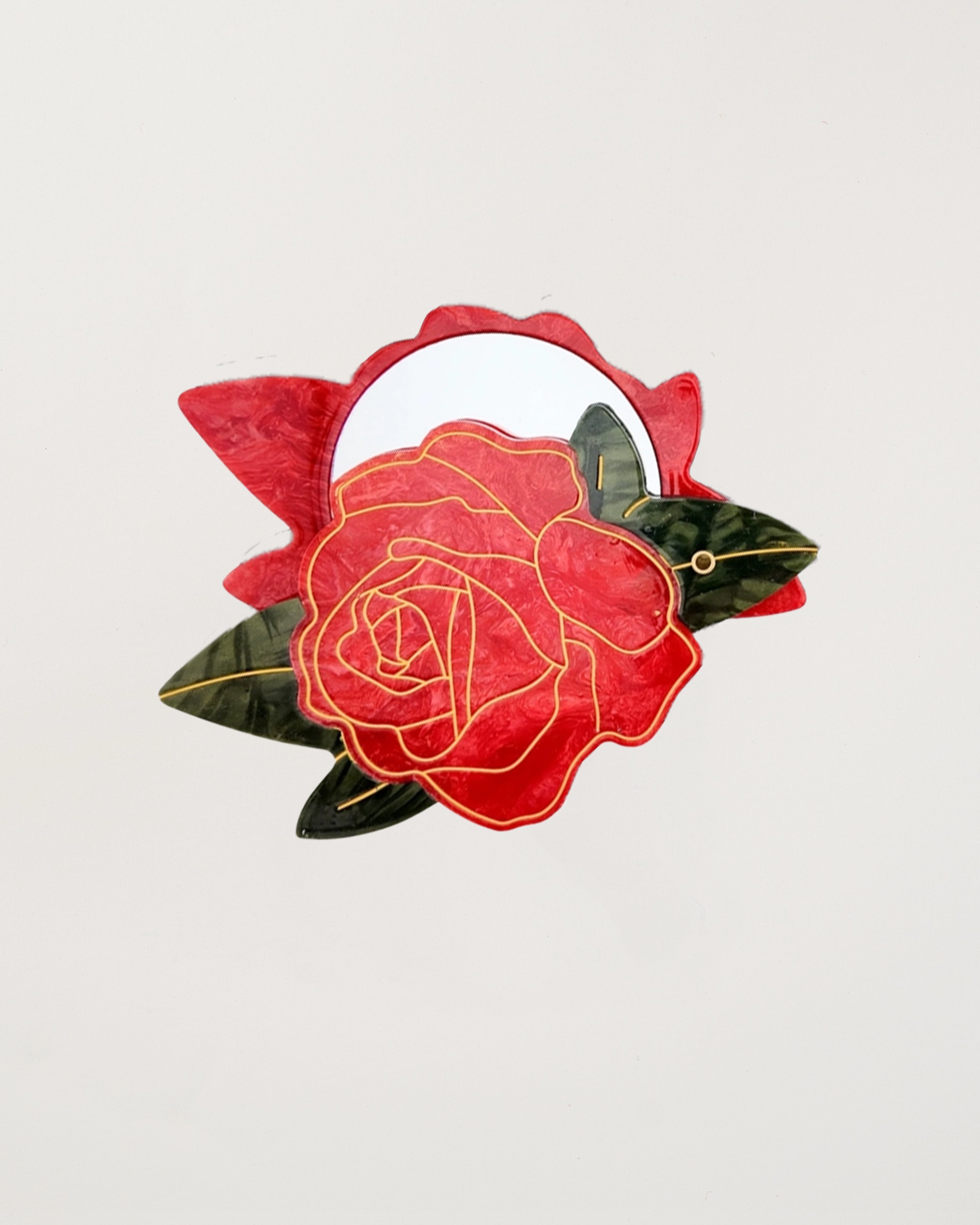Hand-painted Rose Compact Mirror Eco-Friendly