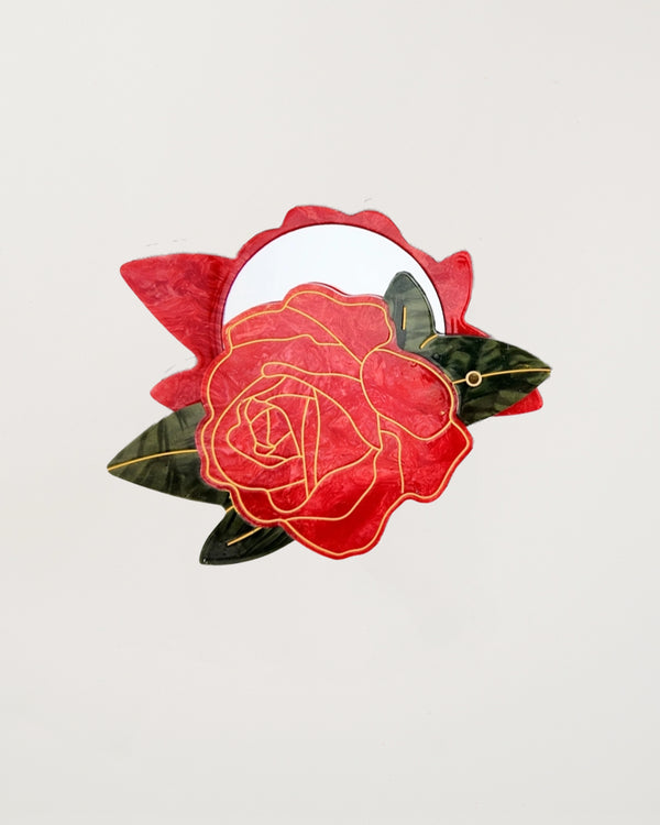 Hand-painted Rose Compact Mirror Eco-Friendly