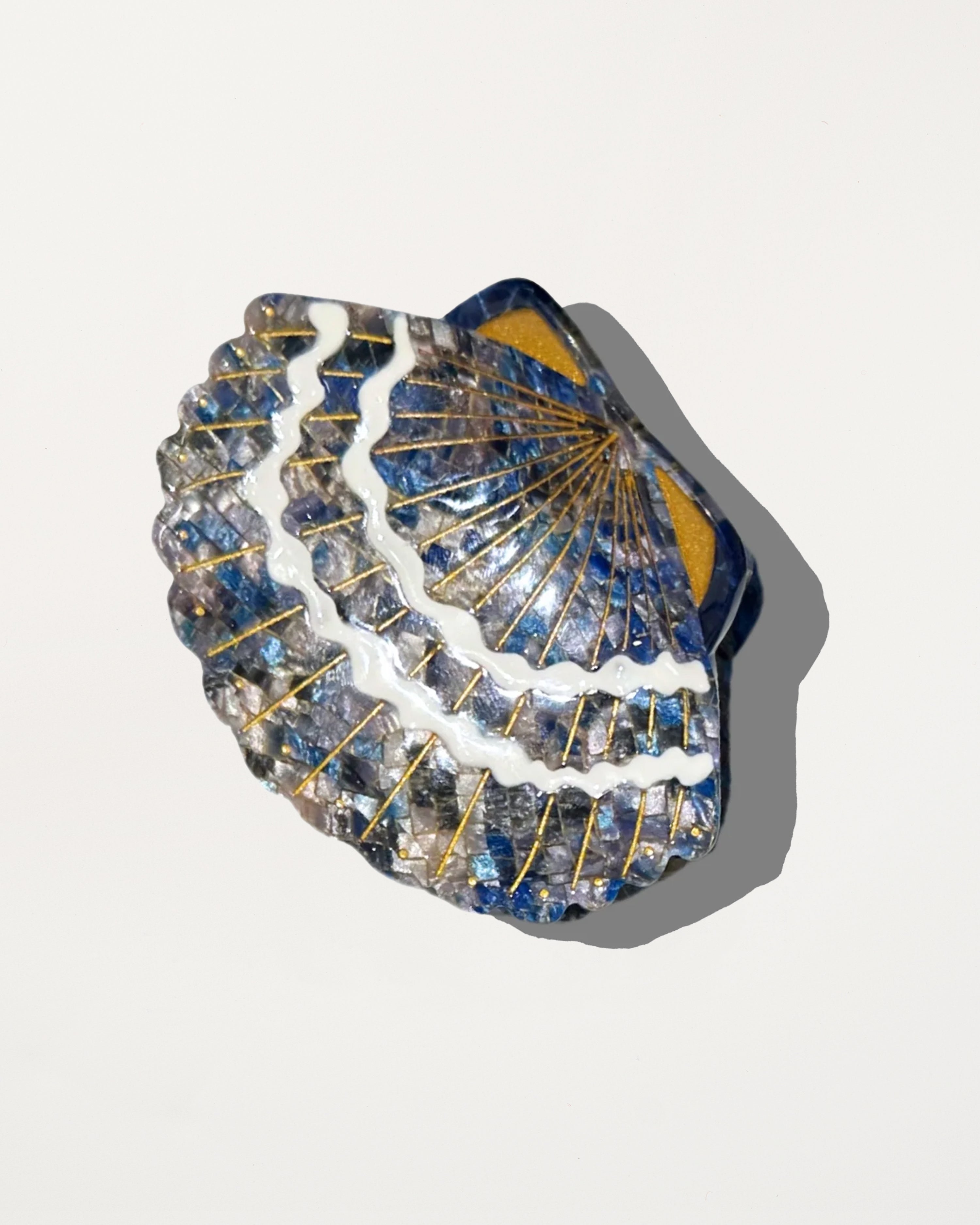 Hand-painted Seashell Claw Hair Clip Eco-Friendly Blue Mosaic