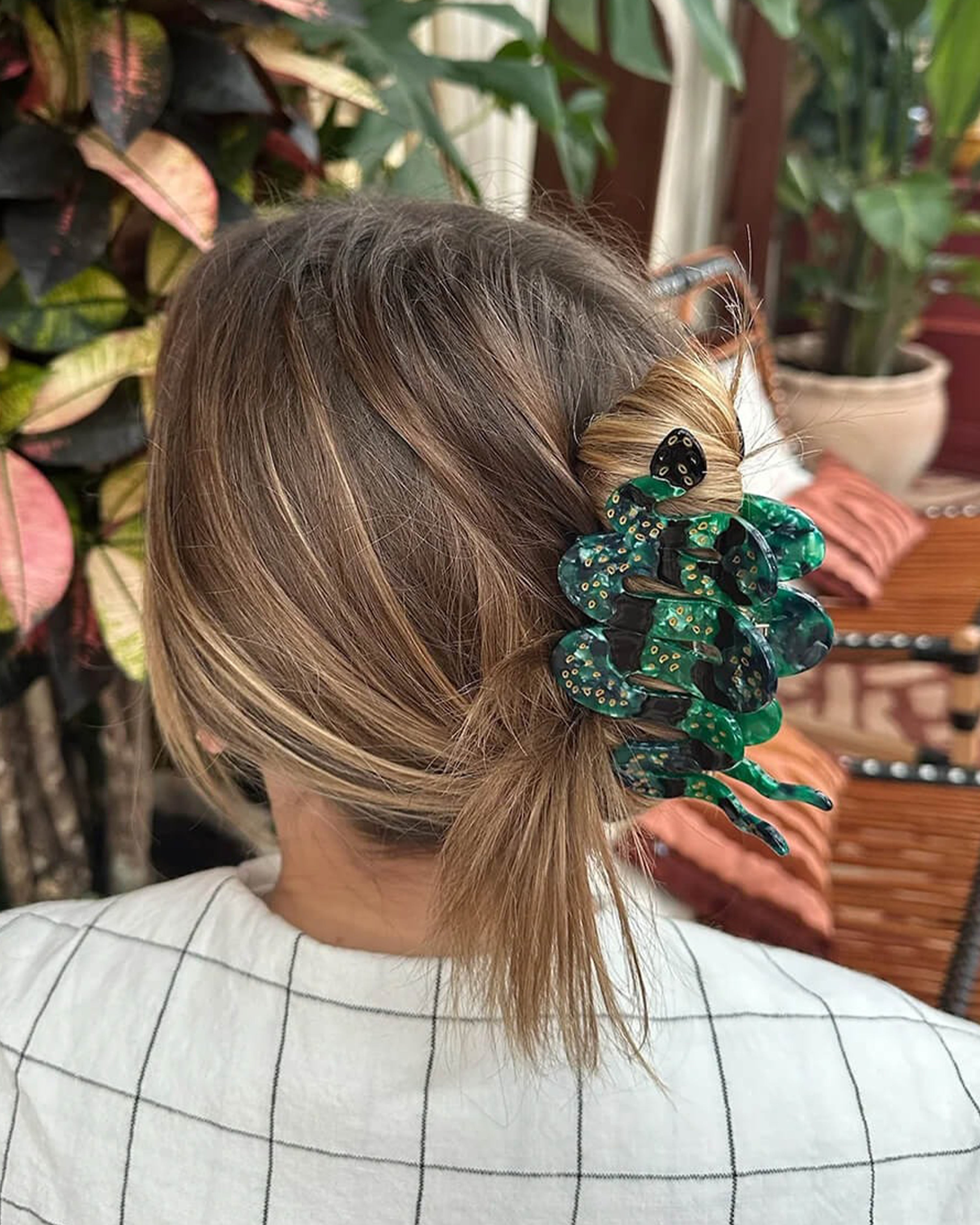 Hand-painted Snake Claw Hair Clip Eco-Friendly Green