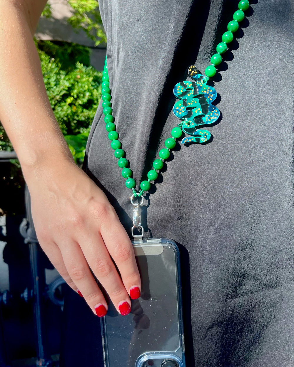 Hand-painted Snake Gemstone Crossbody Phone Chain
