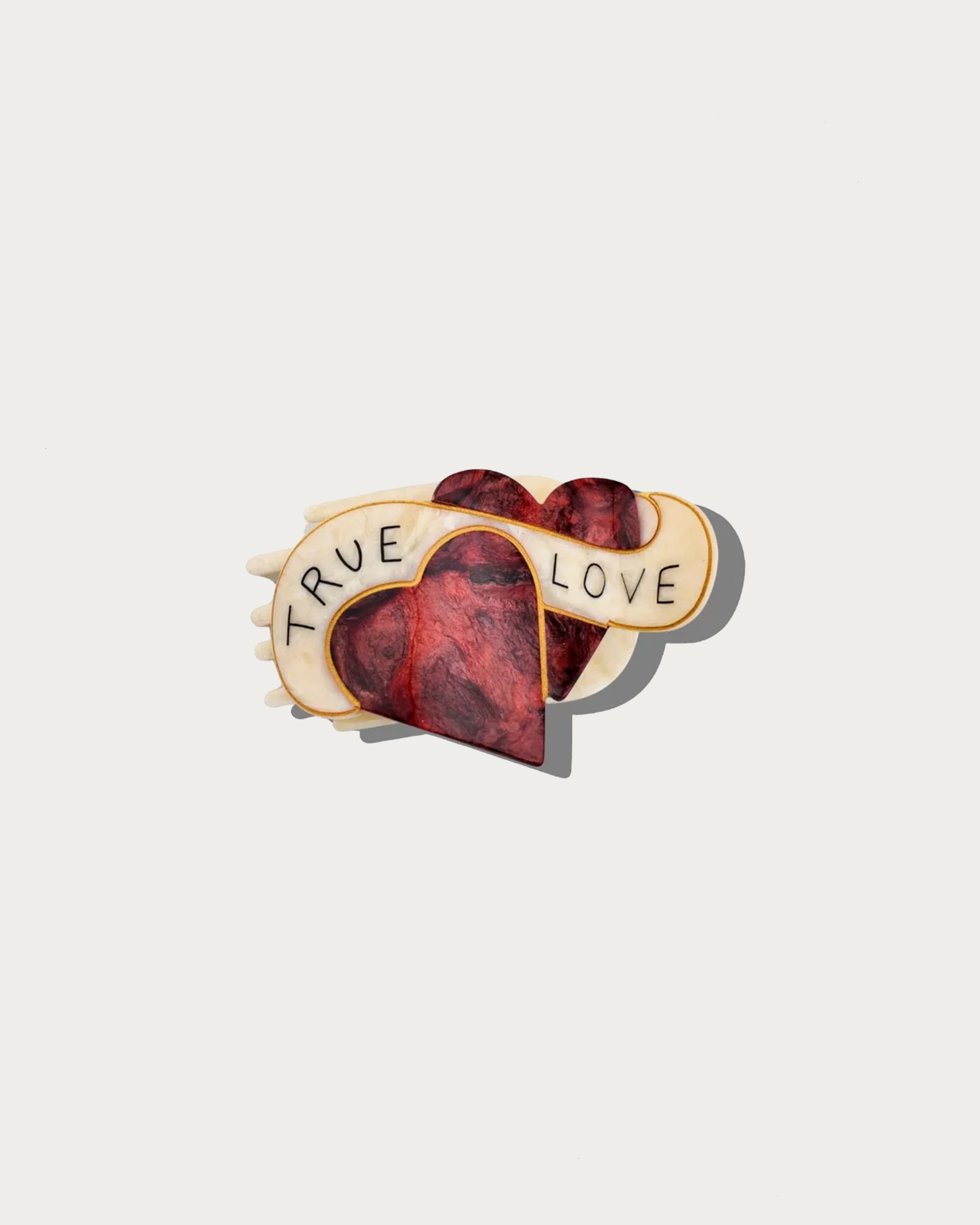 Hand-painted True Love Hearts Lay Down Hair Claw Clip