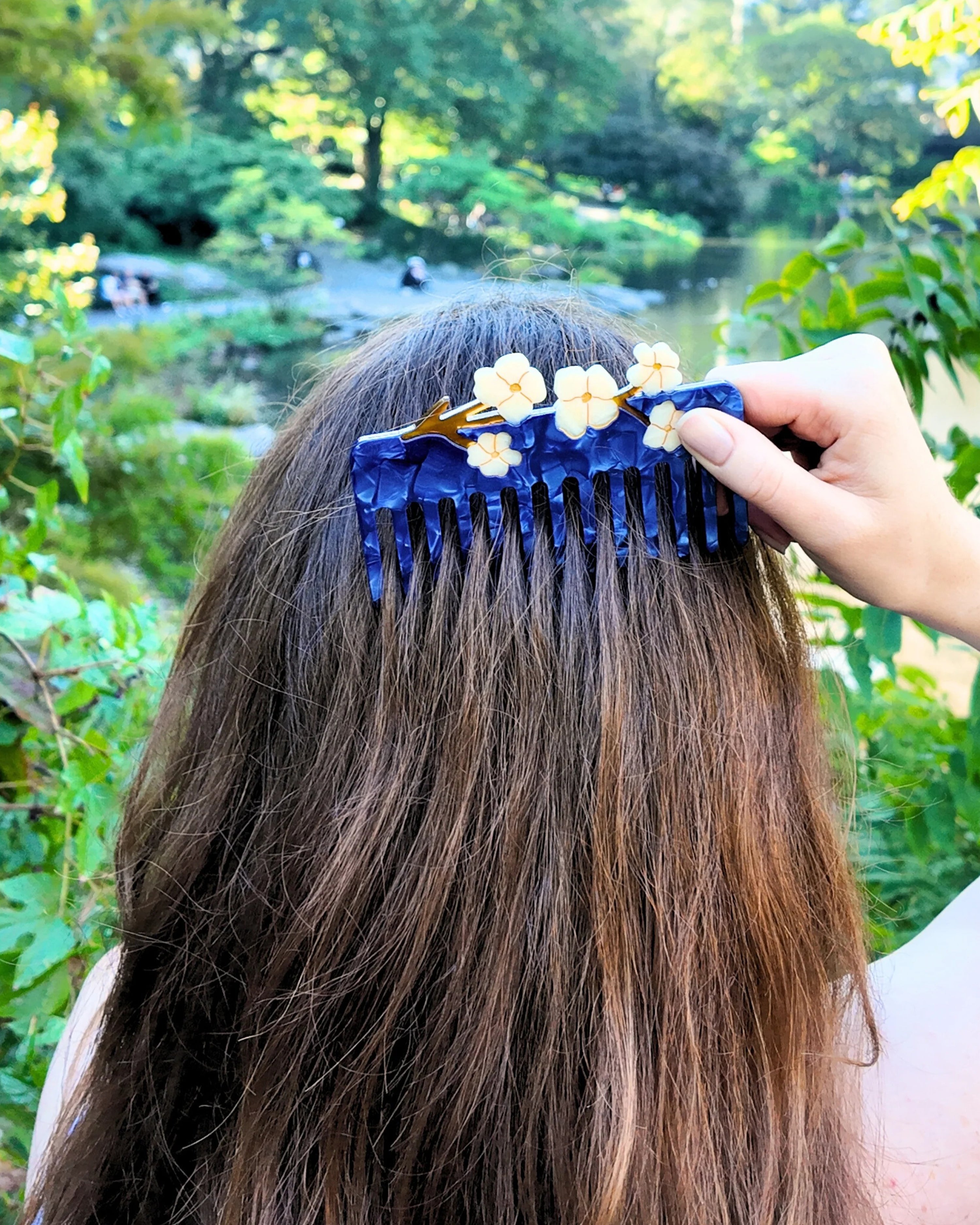 Hand-painted Vintage Flowers Detangling Wide Tooth Hair Comb Eco-Friendly