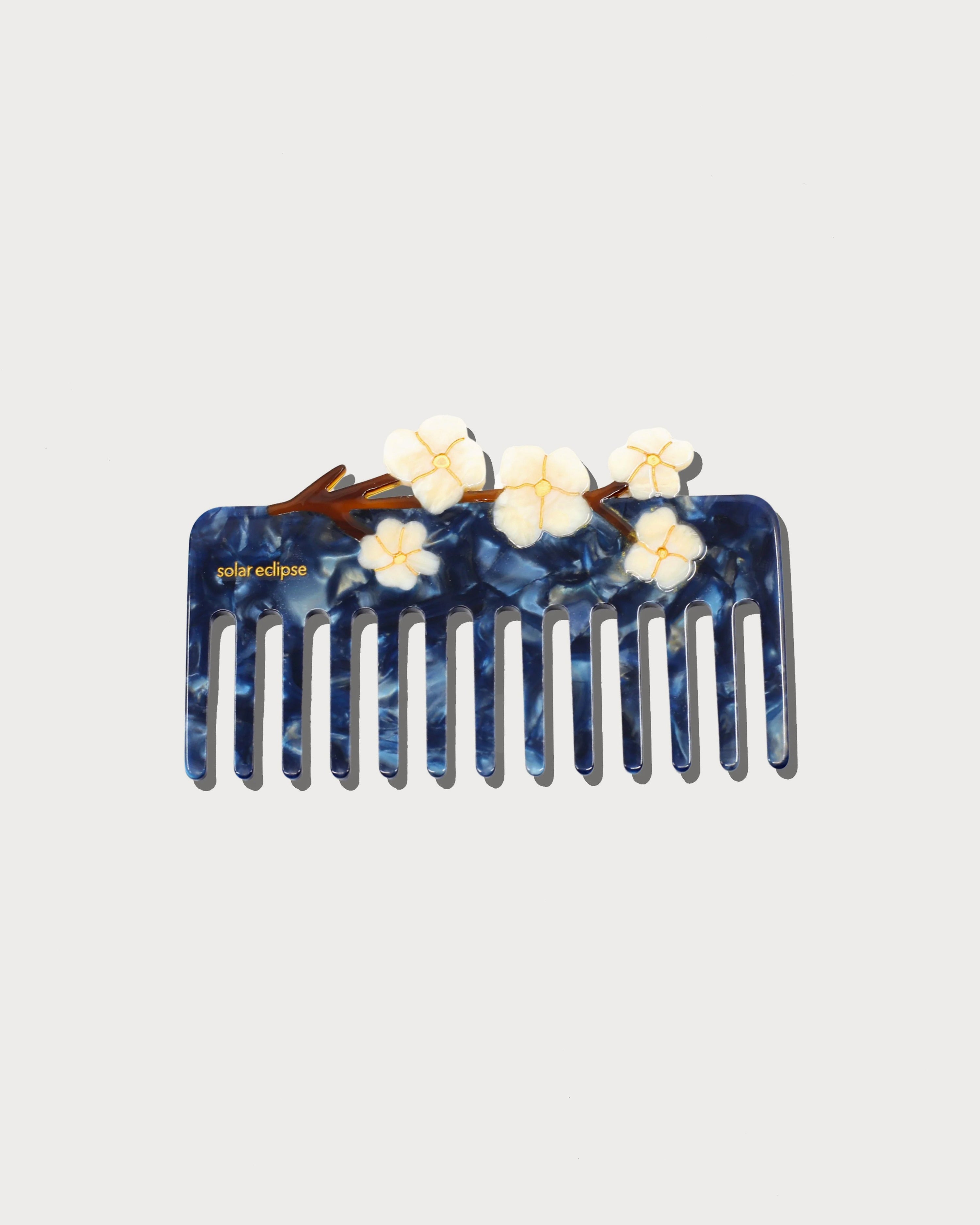 Hand-painted Vintage Flowers Detangling Wide Tooth Hair Comb Eco-Friendly