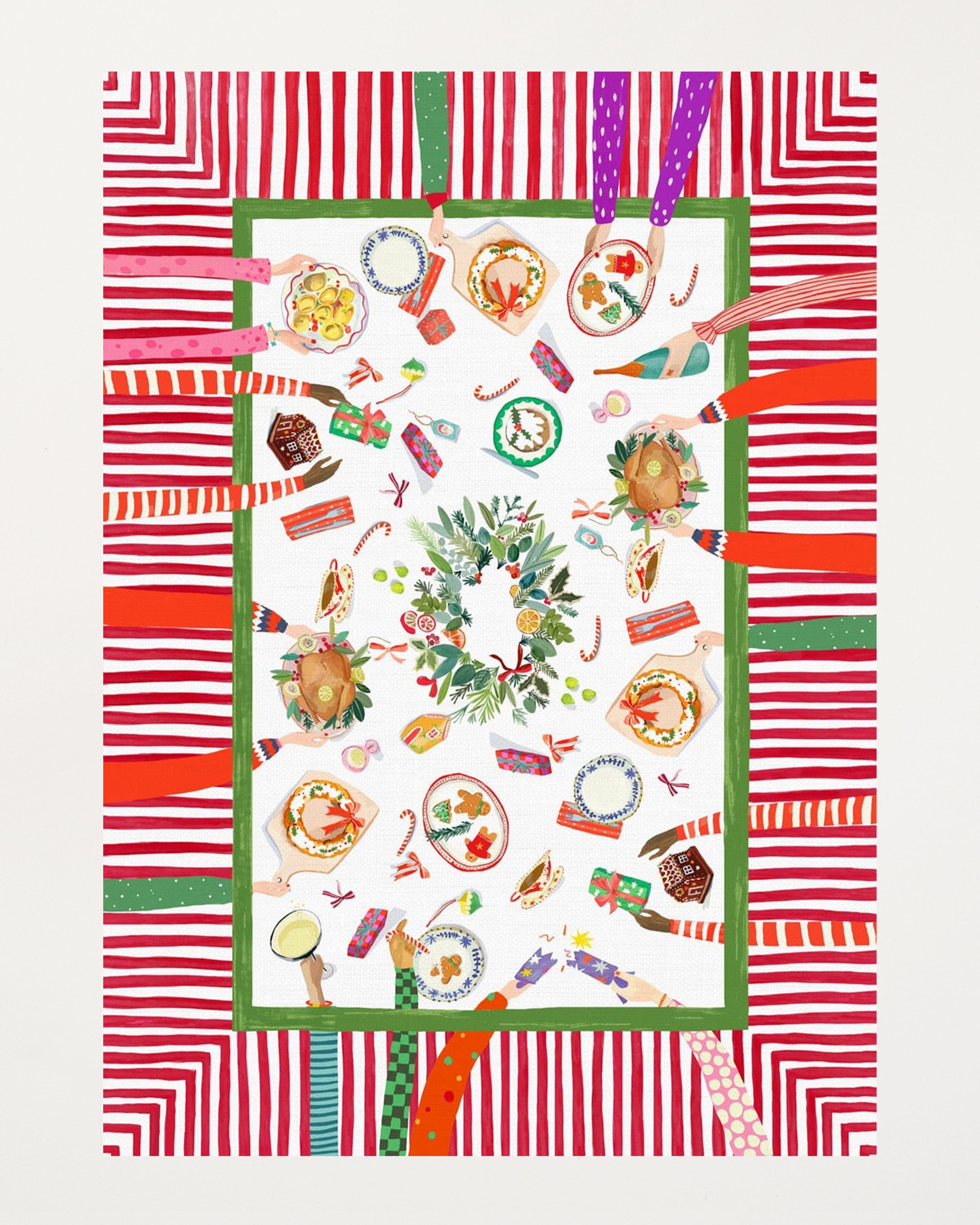Hand On Xmas Tablecloth
