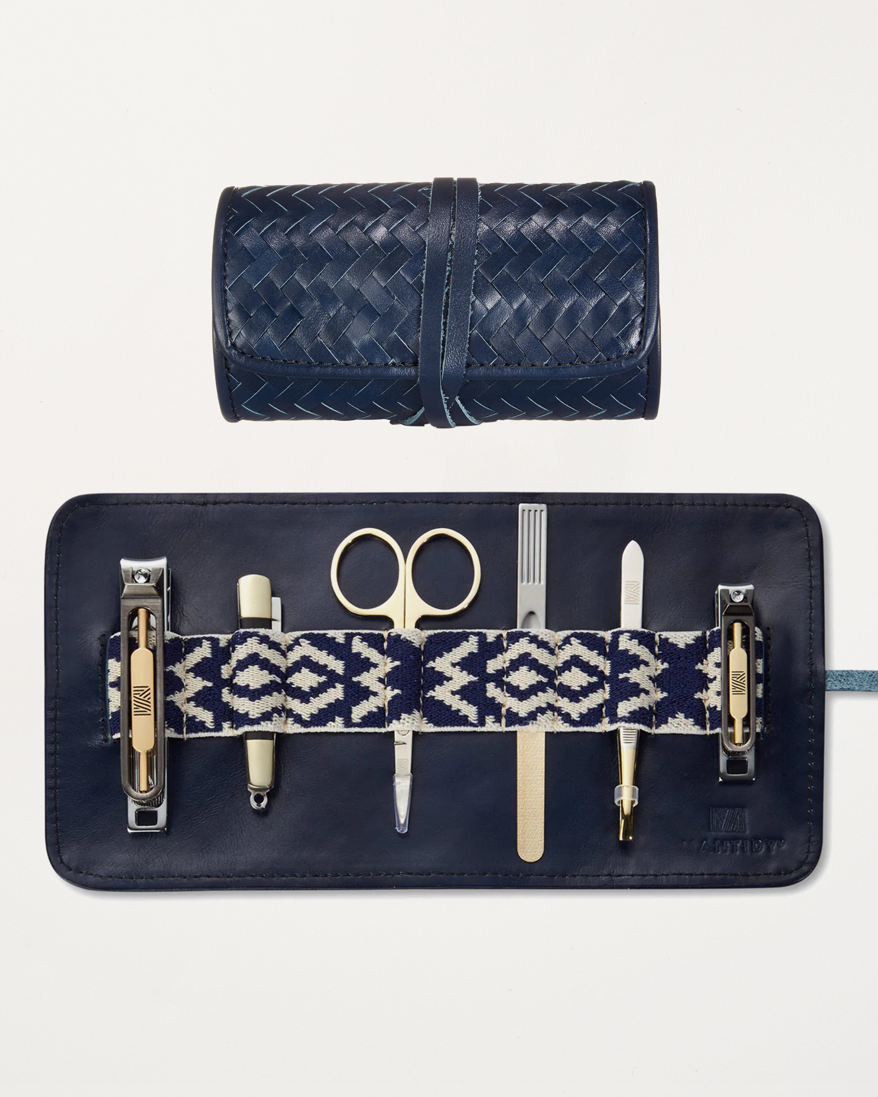 Herringbone Grooming Roll, Navy Blue