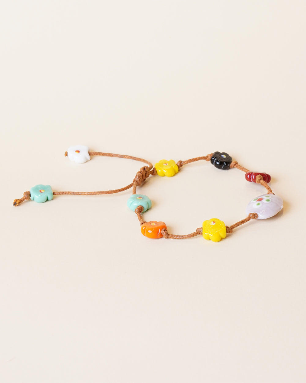Hippy Flower Anklet Brown