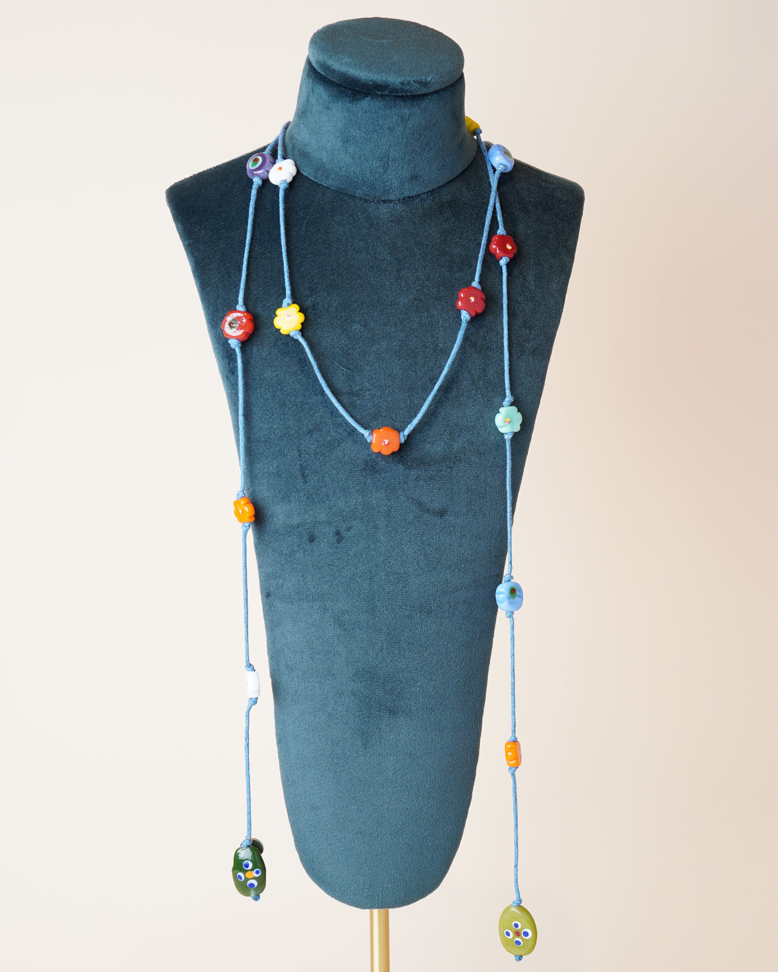 Hippy Flower Necklace Blue