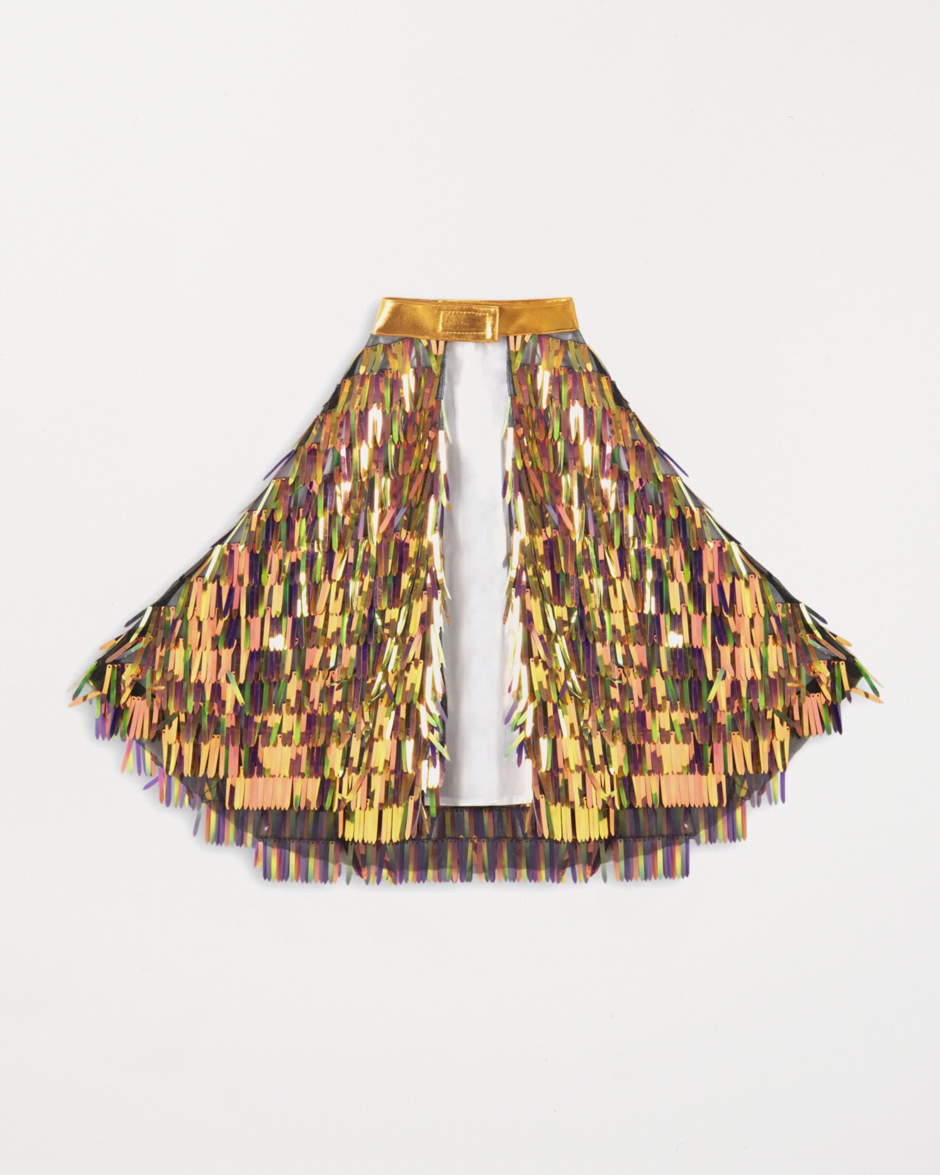 Holographic Fringed Cape Gold