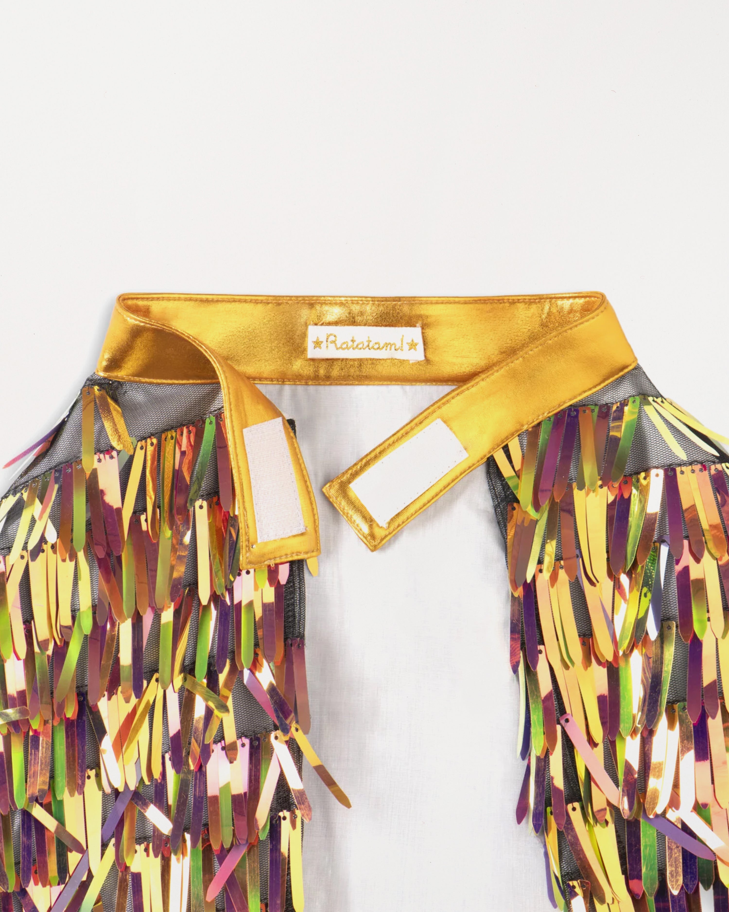 Holographic Fringed Cape Gold