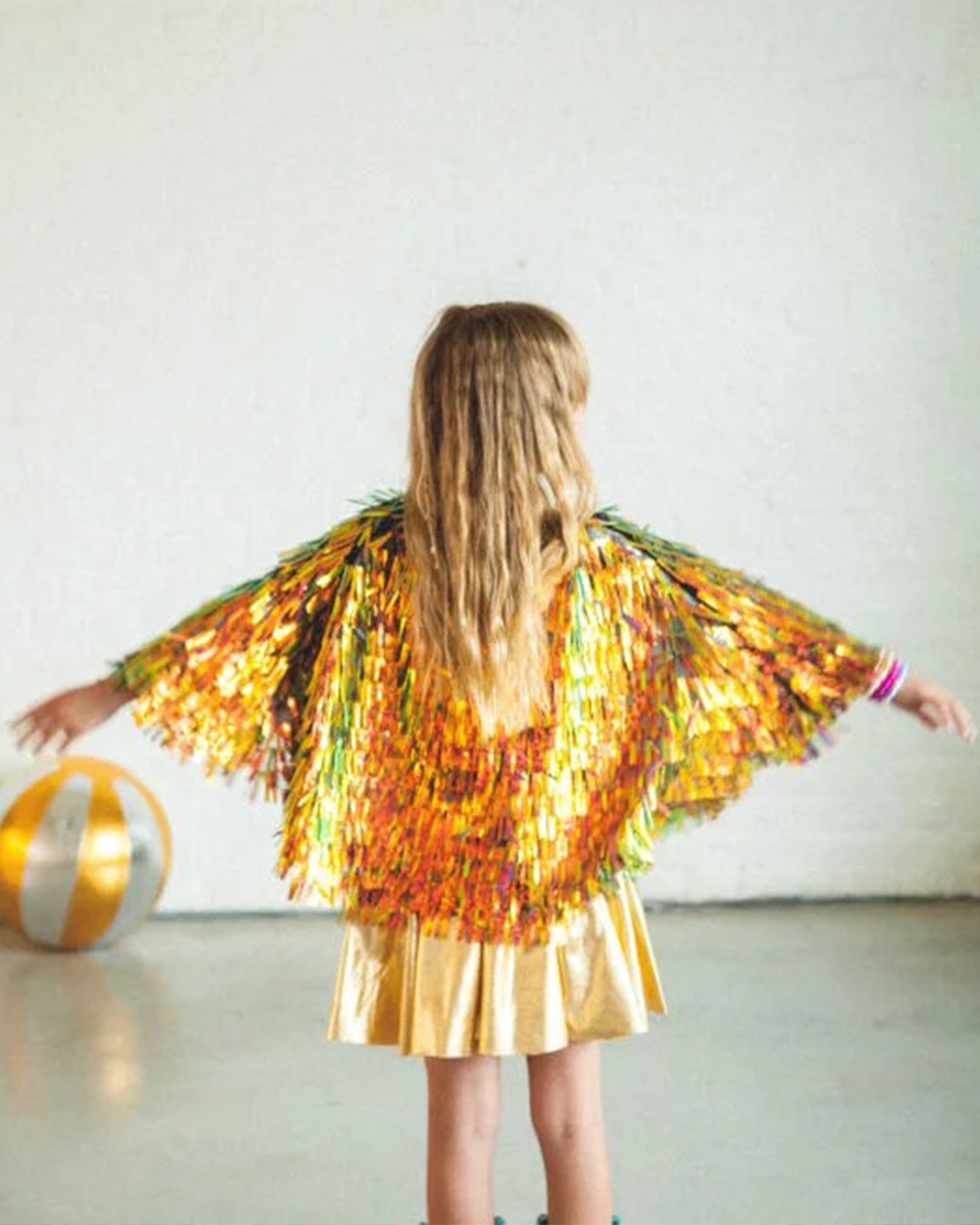 Holographic Fringed Cape Gold